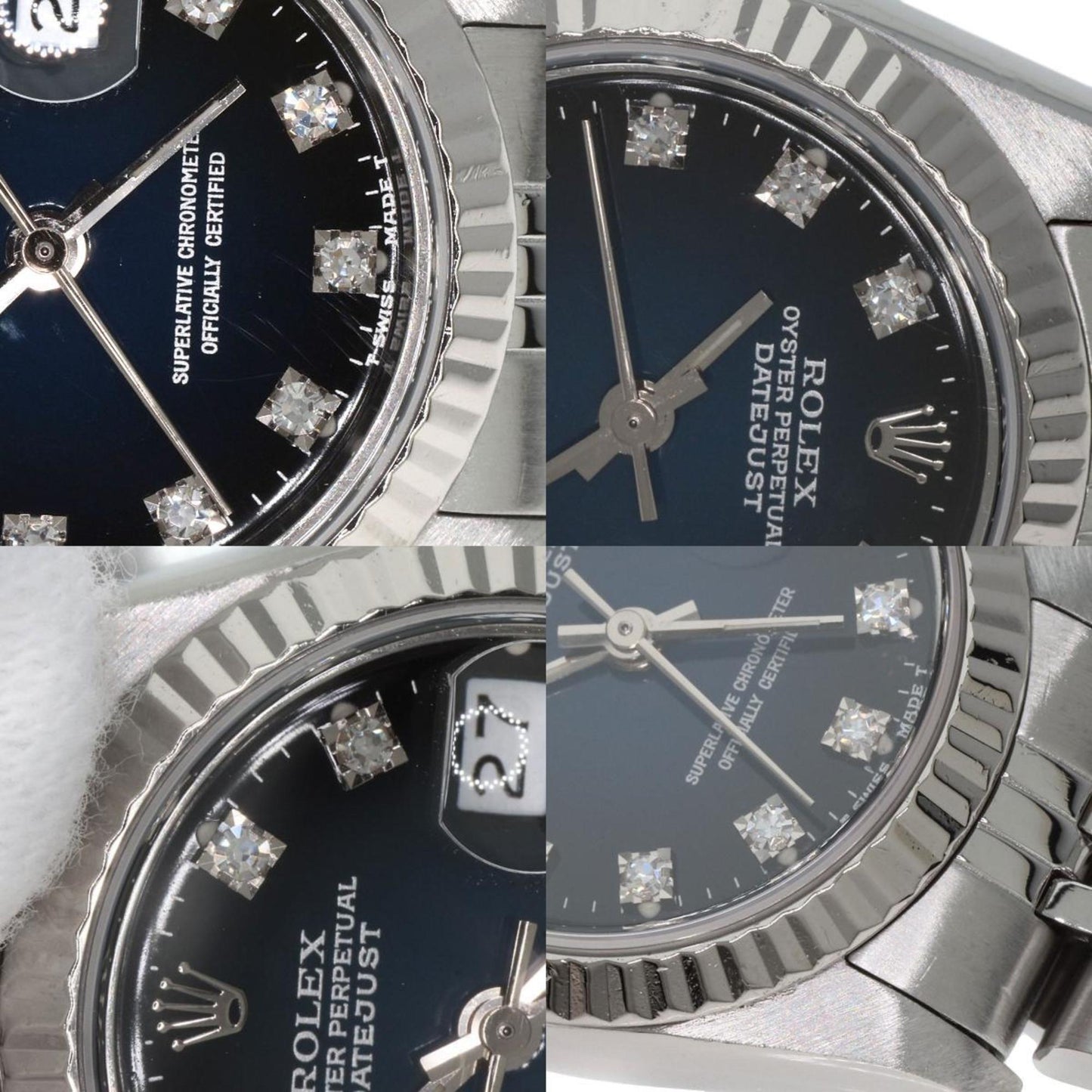 Rolex 69174G Datejust 10P Diamond Blue Gradient Watch Stainless Steel SS K18WG Ladies ROLEX