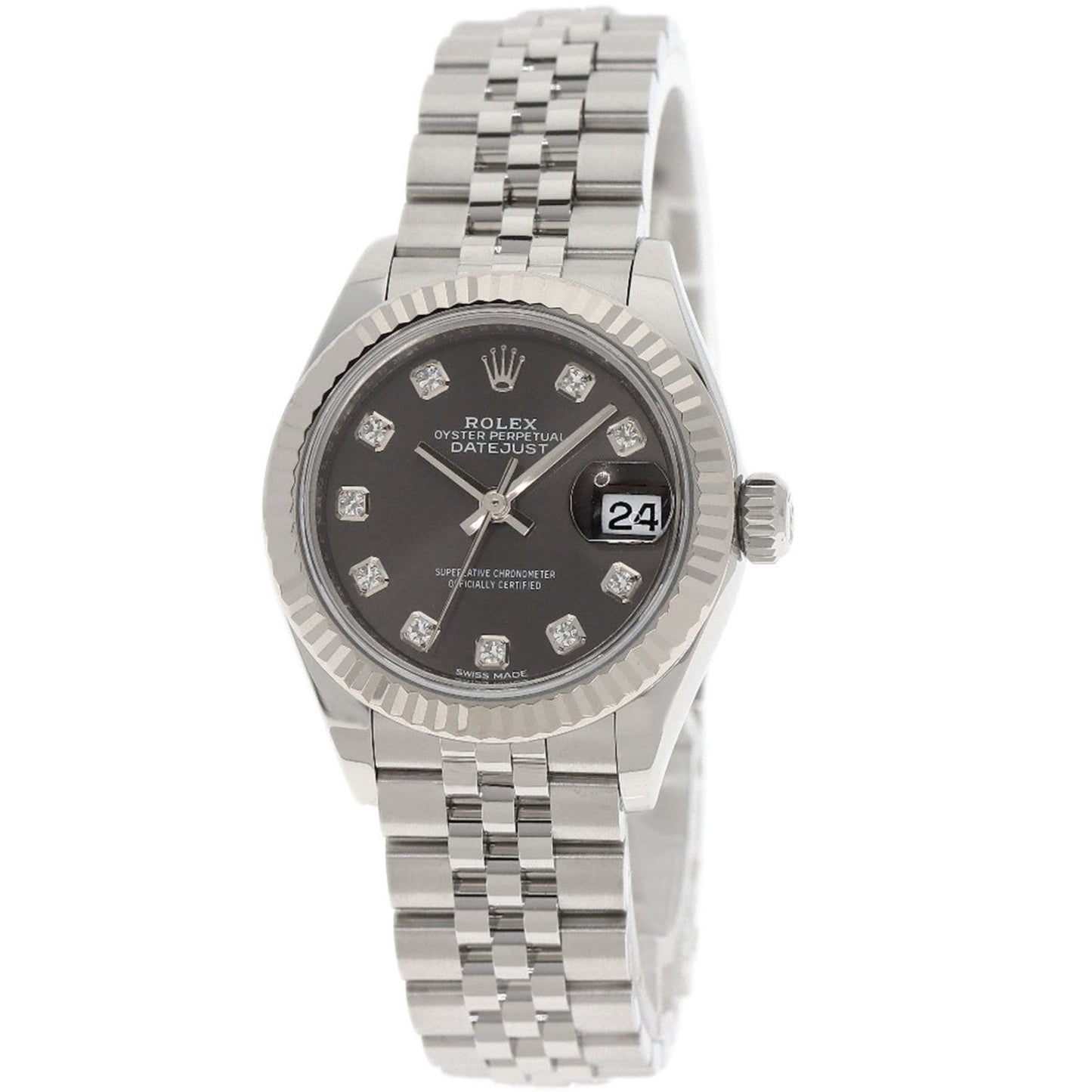 Rolex 279174G Datejust with 10 Diamonds, Dark Gray, Stainless Steel/SS/18K White Gold, Women's Watch