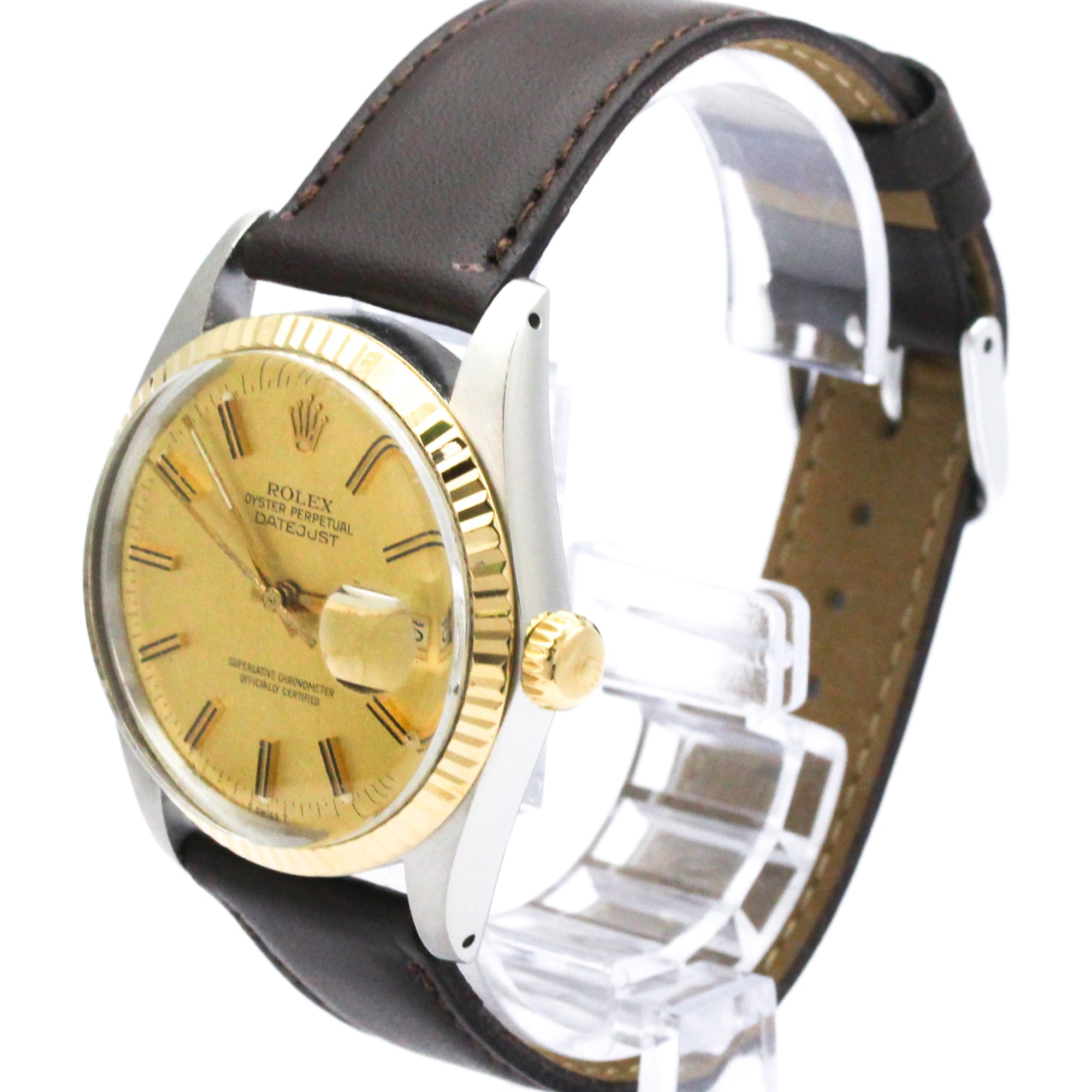 ROLEX Datejust 16013 18K Gold Steel Automatic Mens  Watch Polished — Very Good