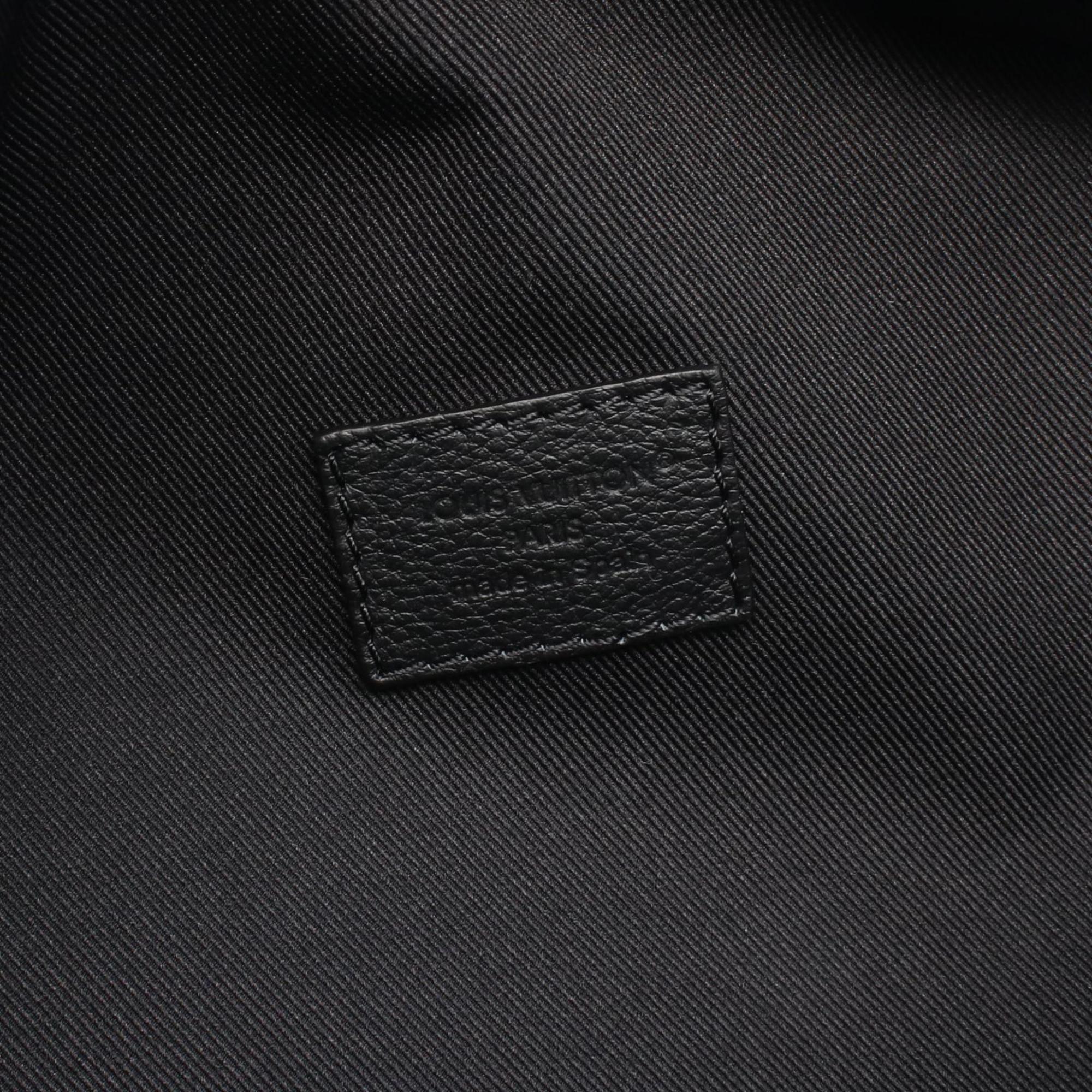 Louis Vuitton Rush Bum Bag, Waist Body Leather Monogram Shadow, Men's, Black, M47058