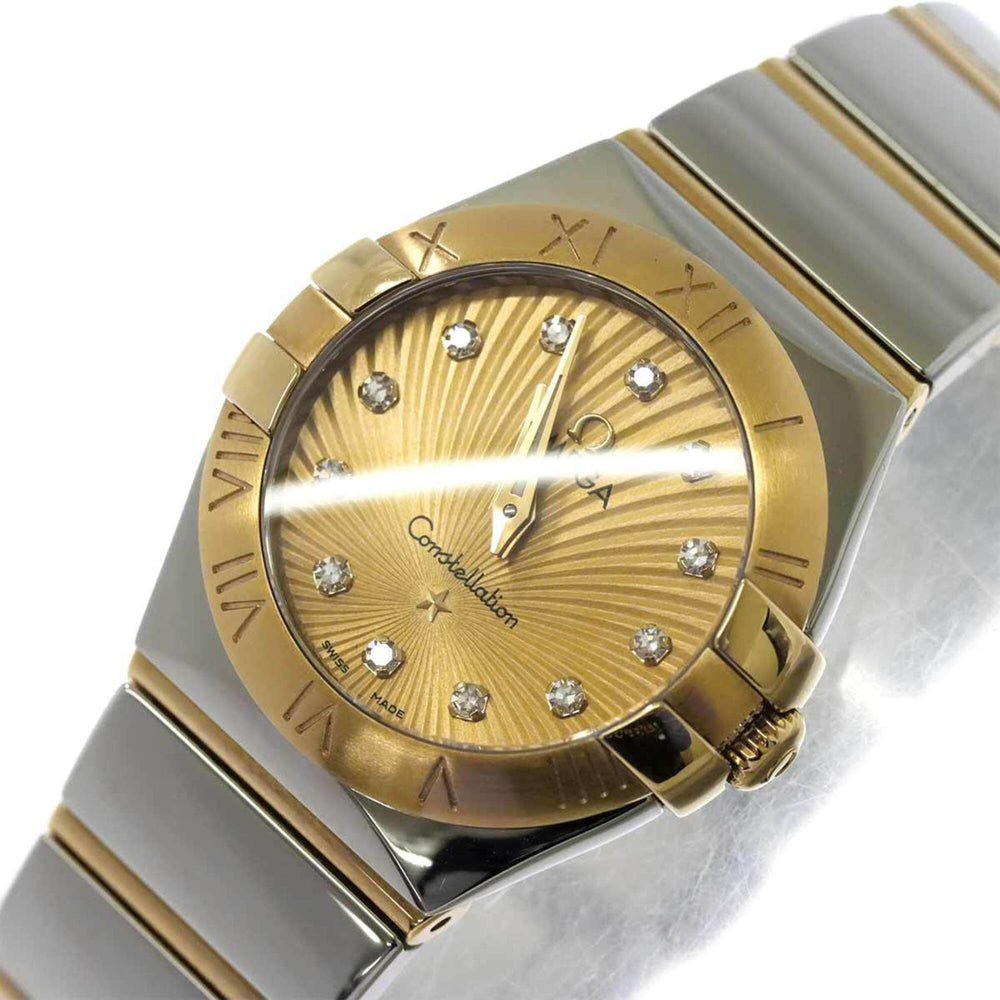 Omega Constellation Brushed Two-Tone 123 20 24 60 58 002 Ladies' Watch Gold 18KYG Yellow Quartz — Very Good