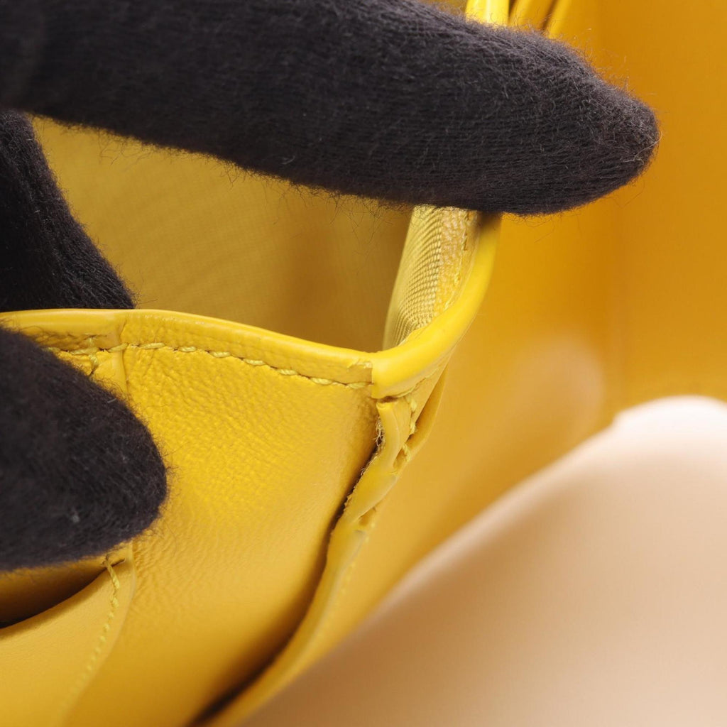 Christian Dior Dior Lady Lotus Wallet, Tri-fold Patent Leather, Women's, Yellow, S0181OVRB