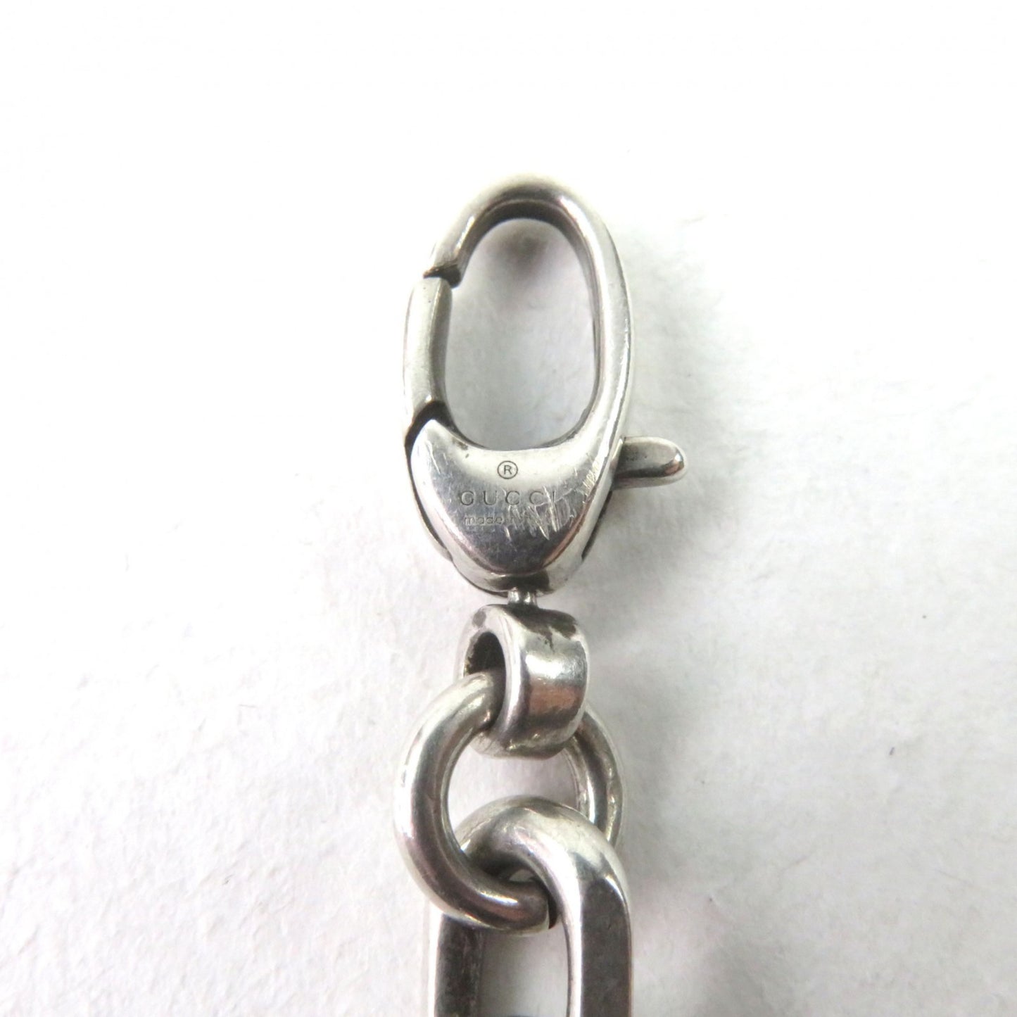 GUCCI 620798 AG925 Interlocking G Bracelet with Aged Clasp Closure, Silver, Size 17, Made in Italy, Weight 17.8g, Men's, Includes Box and Dust Bag