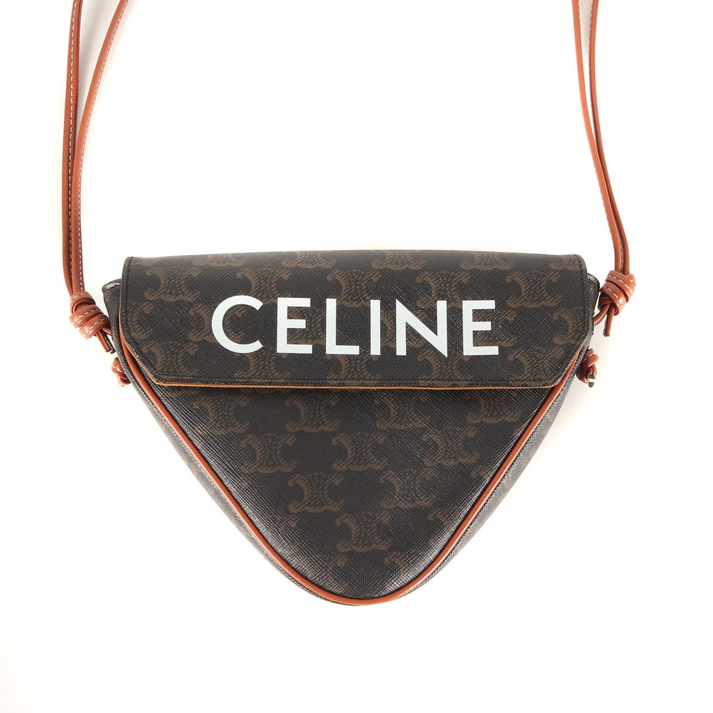 CELINE Triomphe Triangle Mini Shoulder Bag, Tan, Men's, K4691