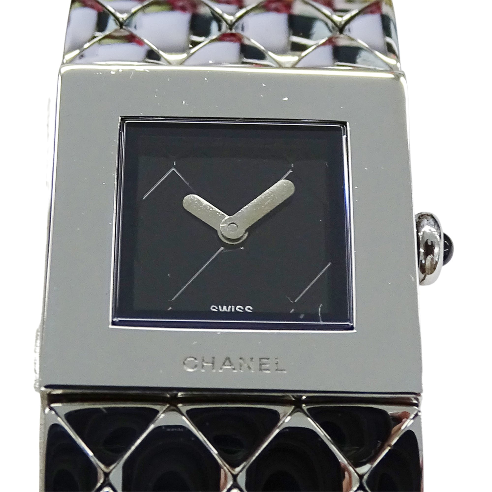 Chanel CHANEL Women's Watch, Brand Name, Matelassé, Quartz, Stainless Steel (SS), H0009, Silver, Black — Good
