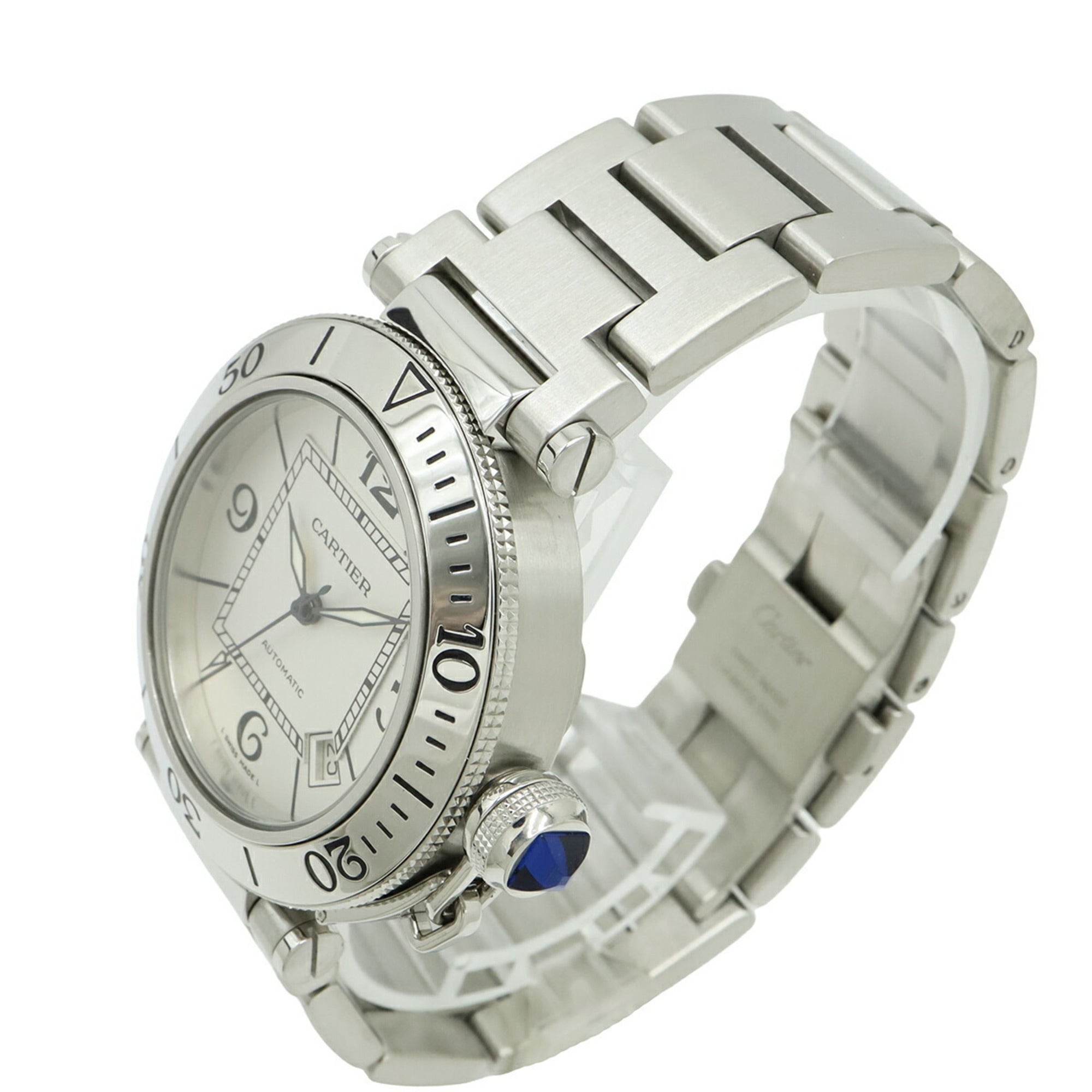 Cartier Pasha Seatimer, silver dial, automatic transmission, men's watch, W31080M7 — Very Good