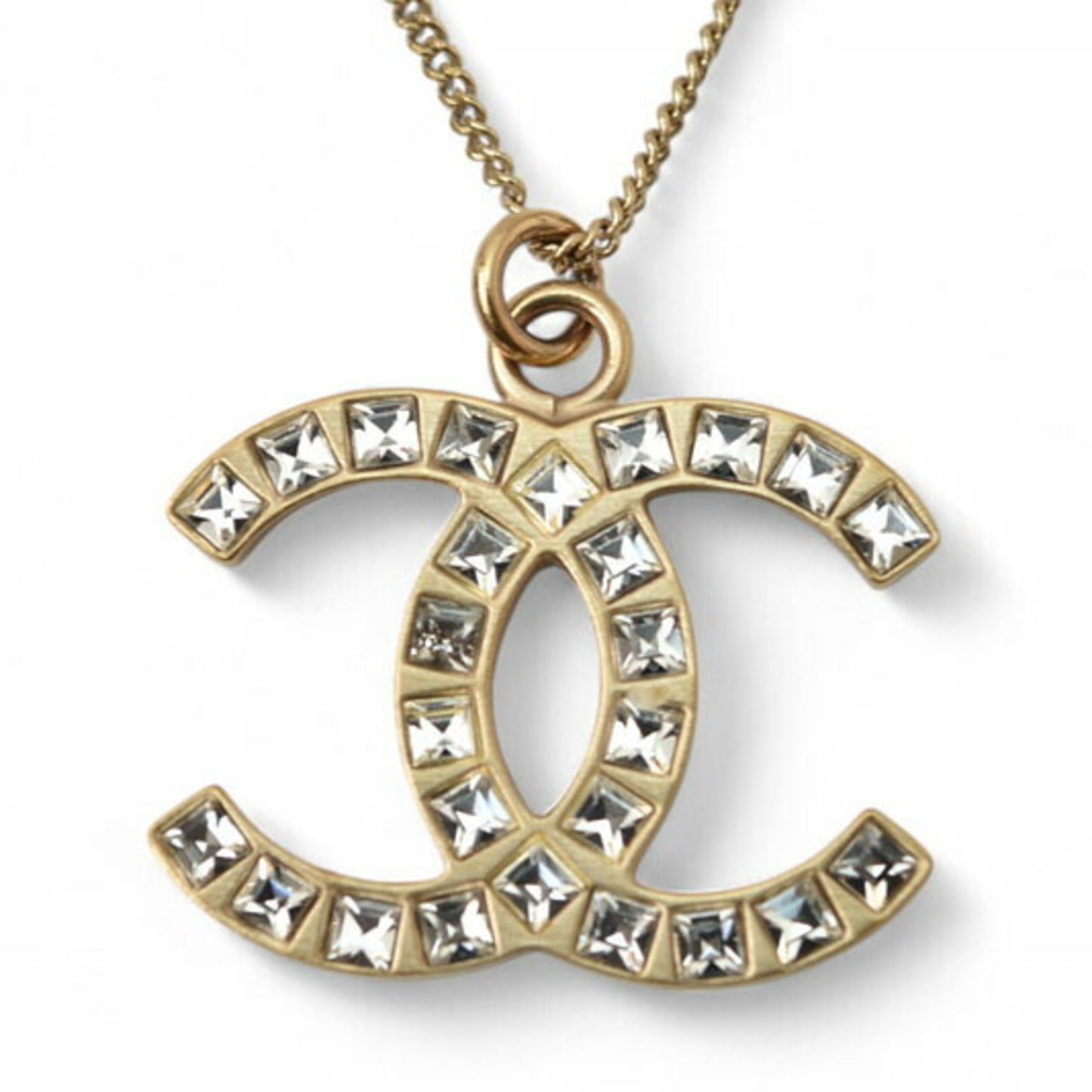 Chanel Necklace Pendant CHANEL Coco Mark CC Rhinestone Gold B12