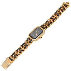Chanel CHANEL Première S Watch, Gold Plated (GP), Leather Strap, Women's, Black, H0001 — Very Good