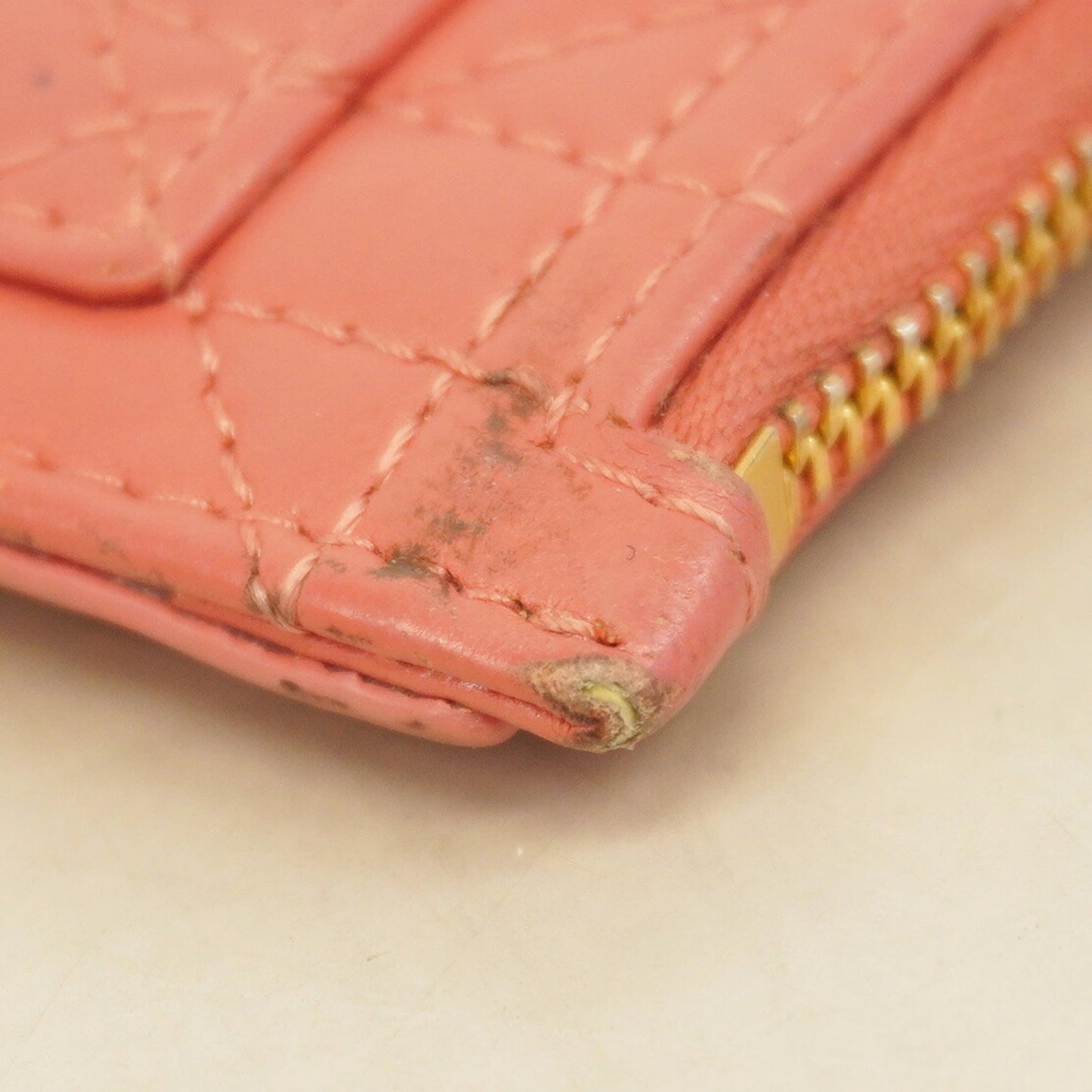 Christian Dior Cannage Leather Wallet/Coin Case, Pink, Women's