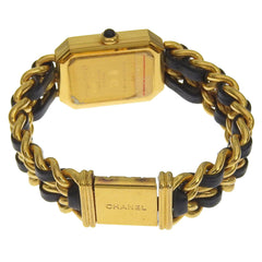 Chanel Premiere S Watch H0001 Gold Plated x Leather Black Quartz Analog Dial Ladies — Good