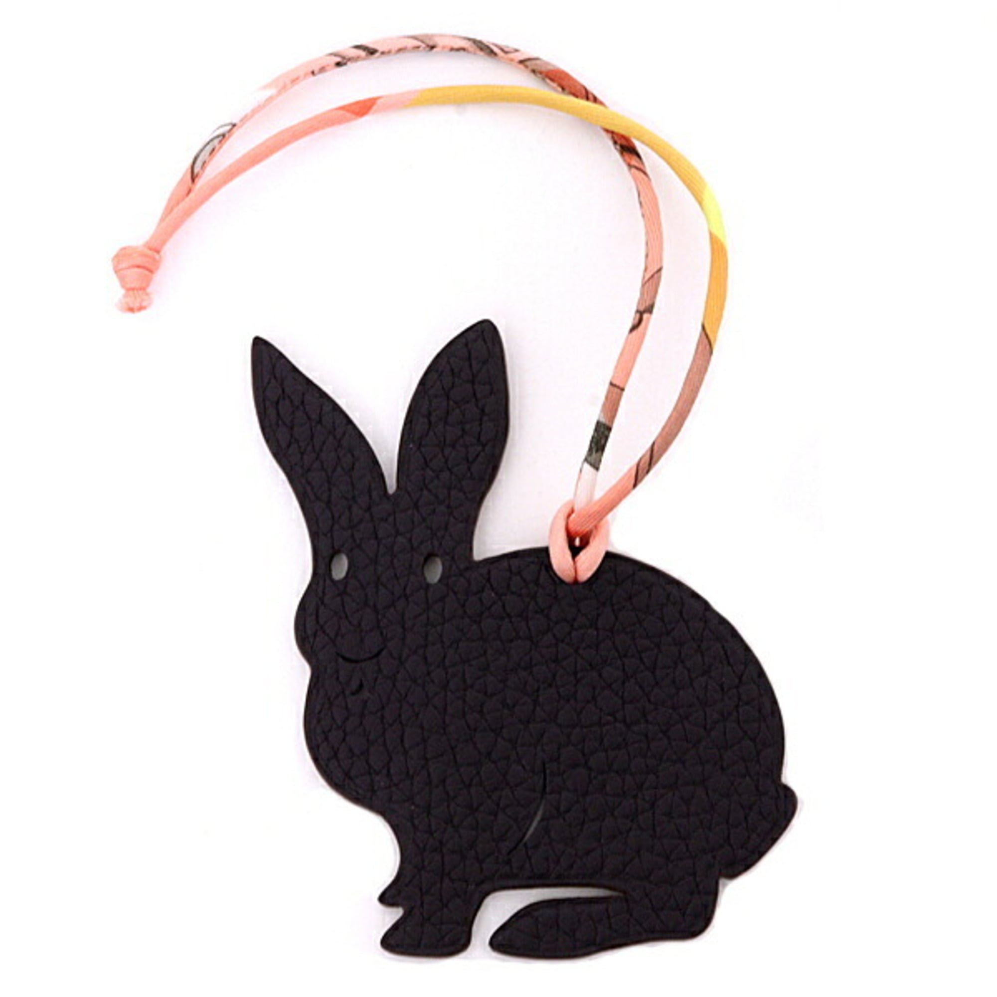 Hermes Petit H charm, rabbit design, Togo leather, Chevre Mysore, purple and black — Like New