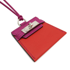 HERMES Mon Petit Kelly Necklace Pendant, Veau Swift Leather Cord, Purple/Red — Like New