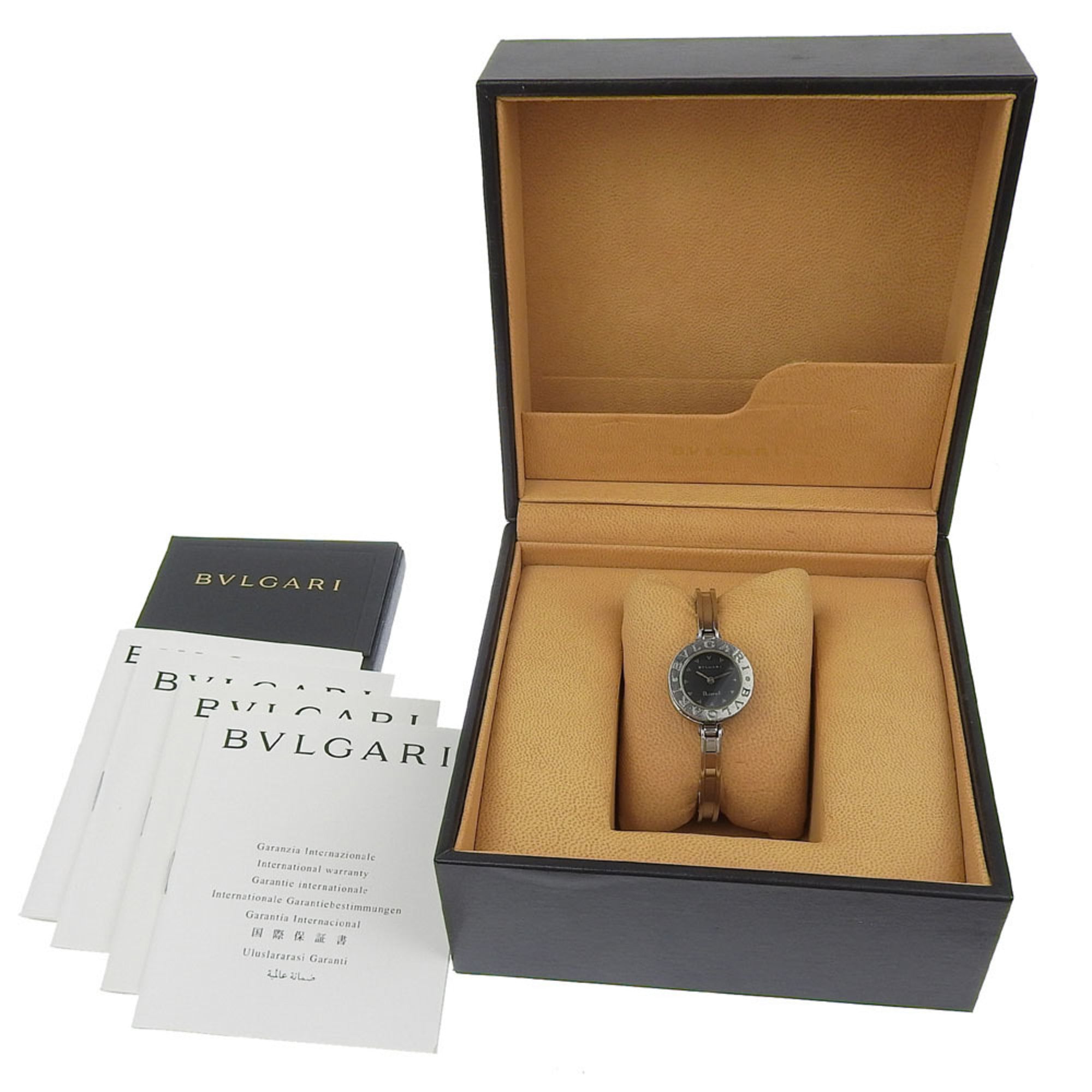 BVLGARI Bzero1 Watch, BZ22SS, Stainless Steel, Quartz Movement, Analog Display, Black Dial, Women's — Good
