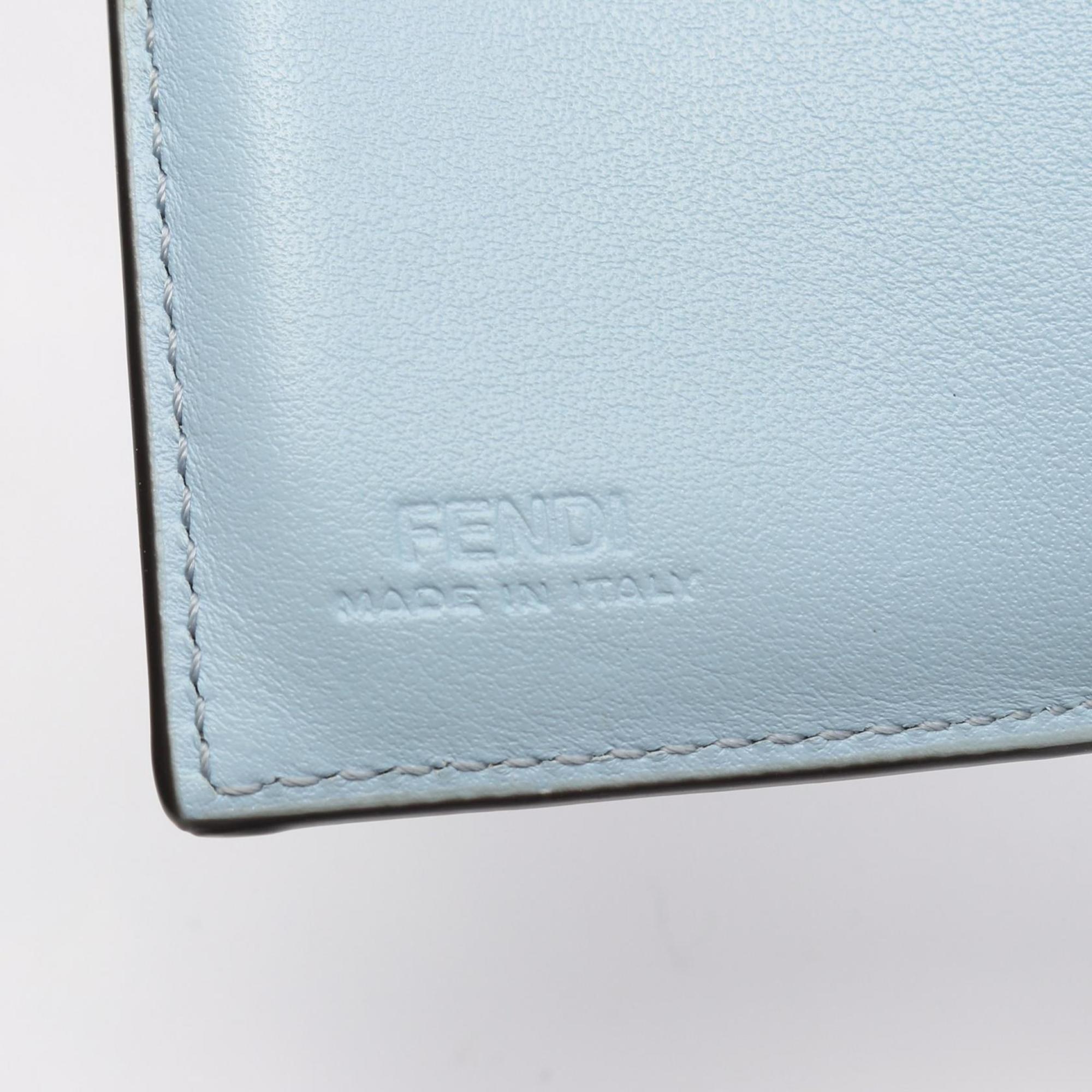 Fendi FENDI Logo Tri-fold Wallet, Leather, Women's, Blue, 8M0395