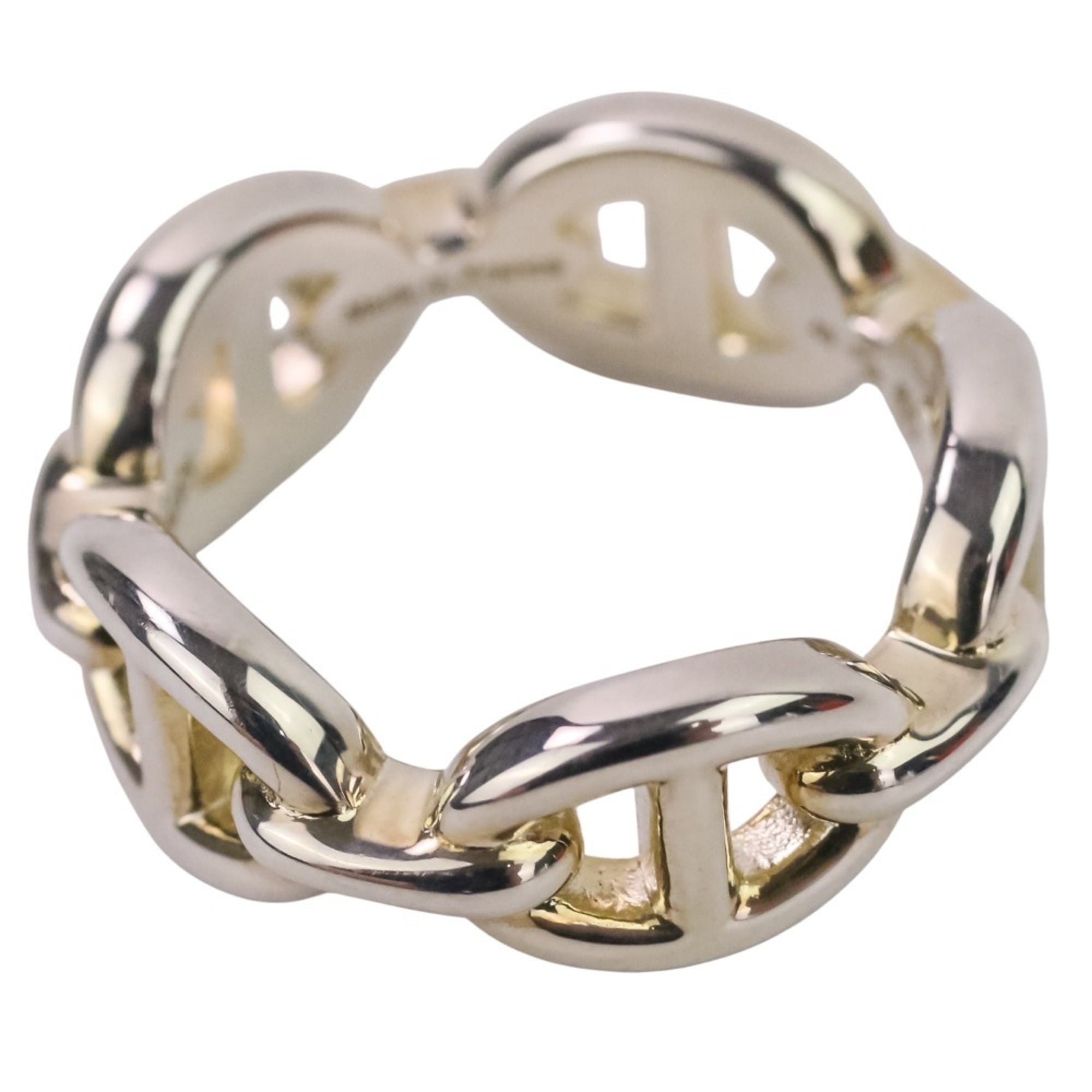 HERMES Chaine d'Ancre Enchaine PM AG925 Ring, Size 49 (equivalent), Silver, Women's — Like New