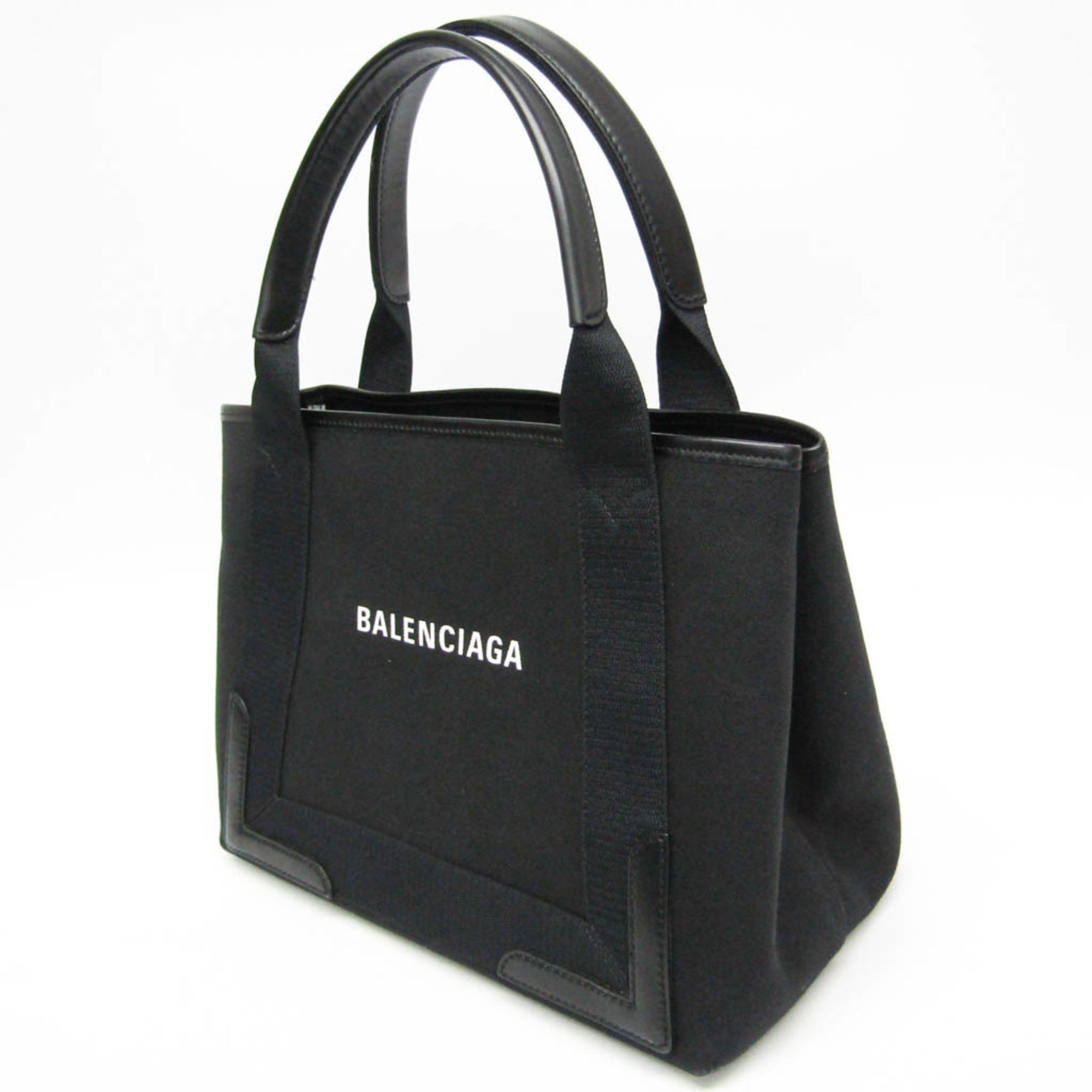 Balenciaga Navy Cabas S 339933 Men,Women Canvas,Leather Handbag,Tote Bag Black — Like New
