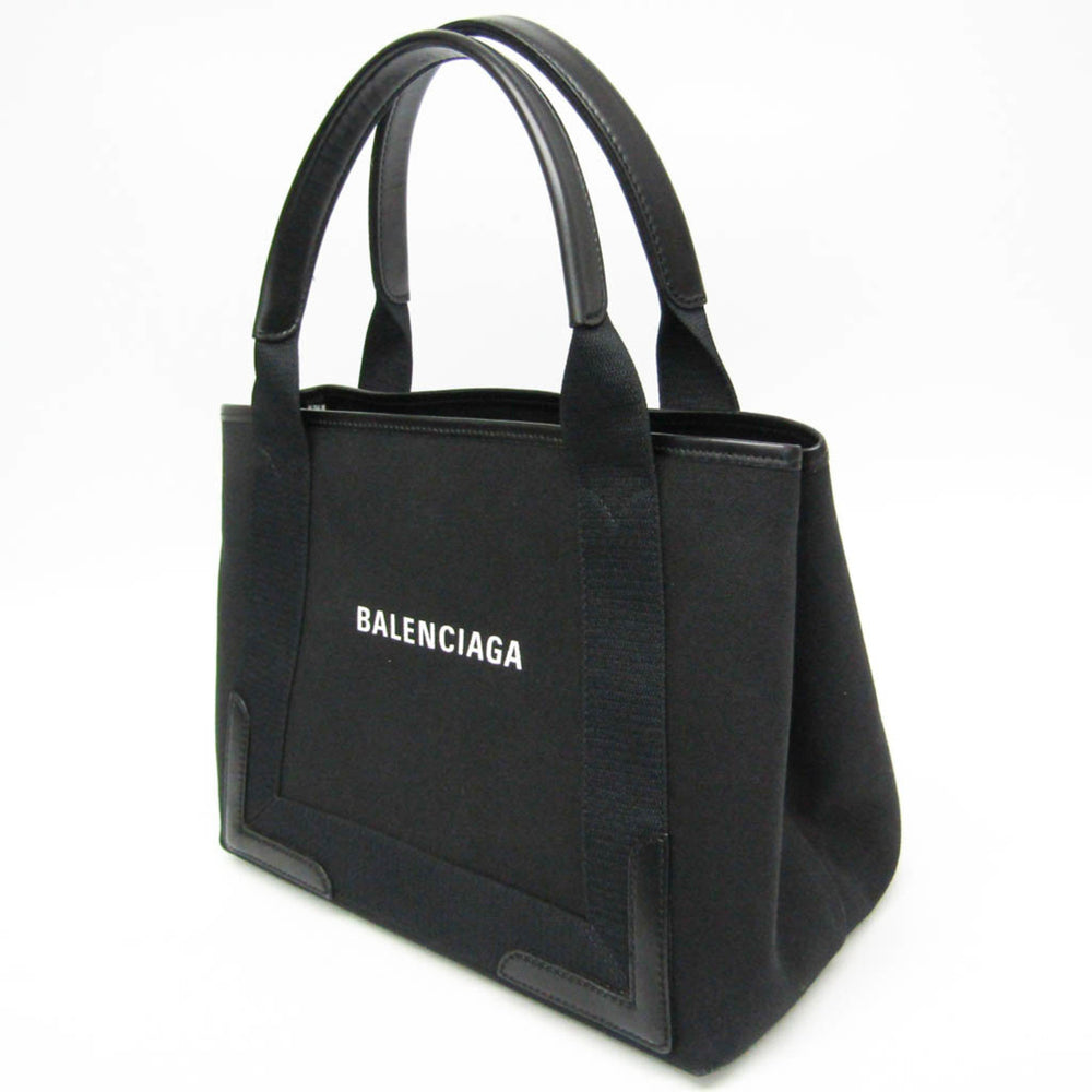 Balenciaga Navy Cabas S 339933 Men,Women Canvas,Leather Handbag,Tote Bag Black — Like New