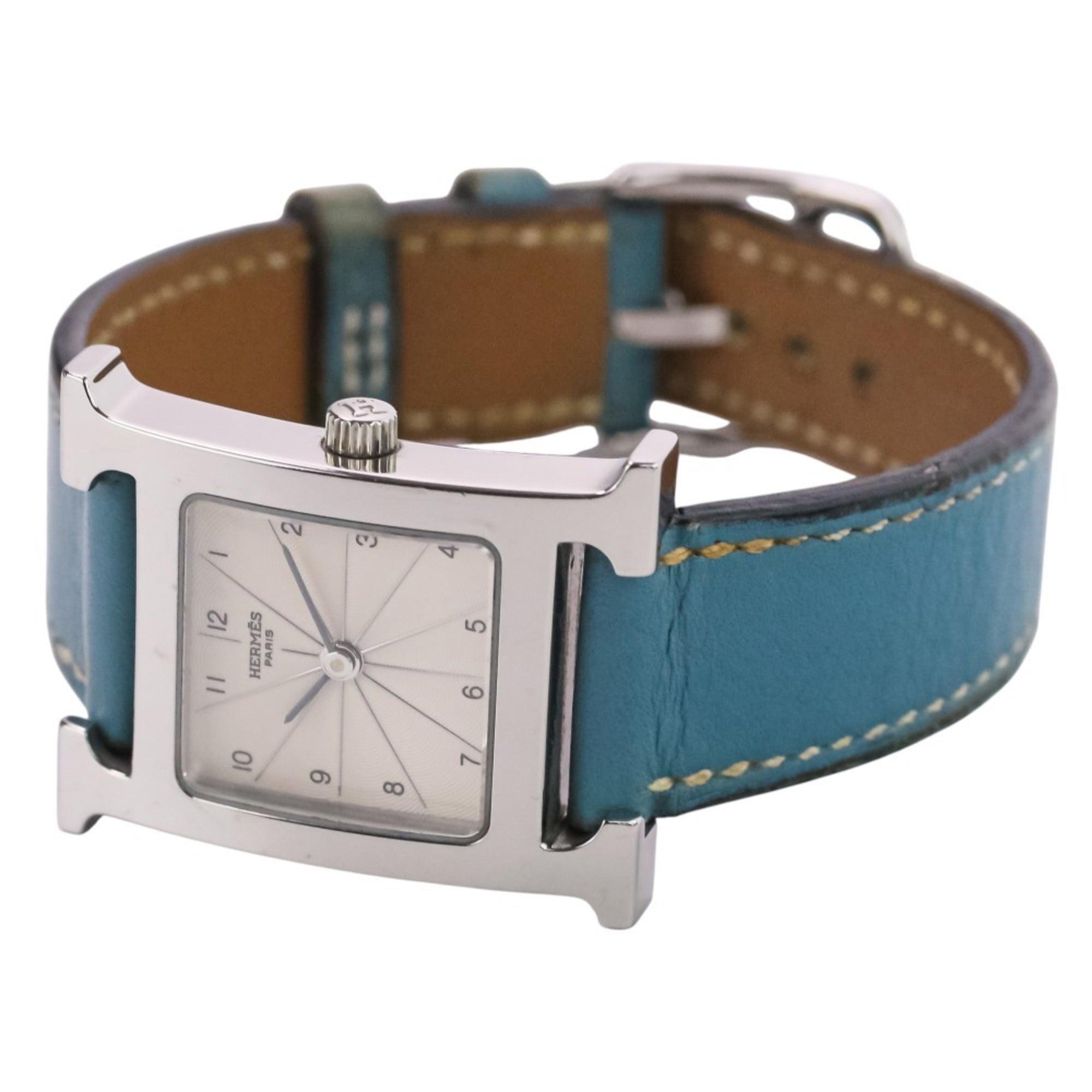HERMES H-Watch HH1.210 White Dial Blue Silver Color Women's Watch — Very Good
