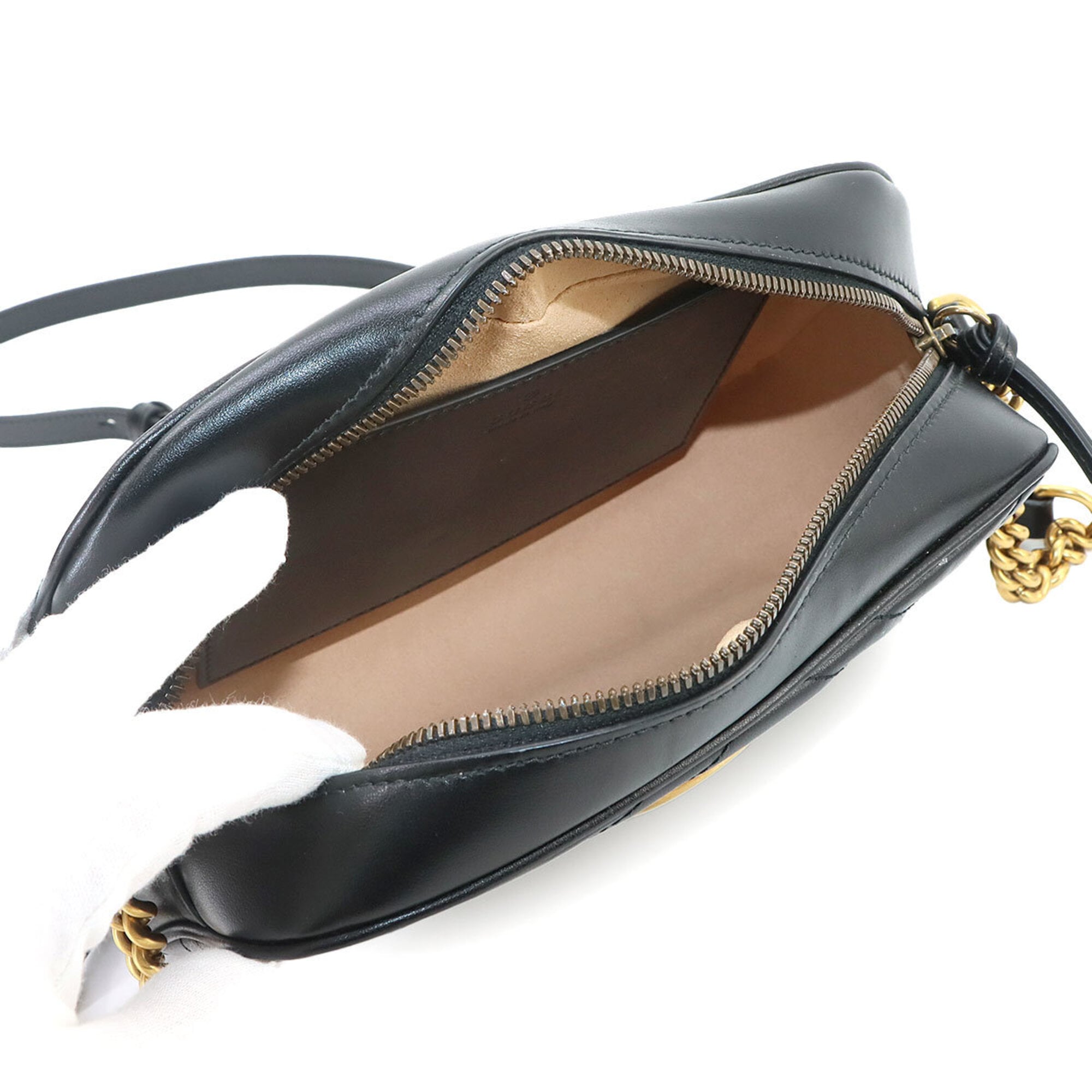 Gucci GG Marmont Chain Shoulder Handbag, Leather, Black, 447632 Bag — New - Store Return