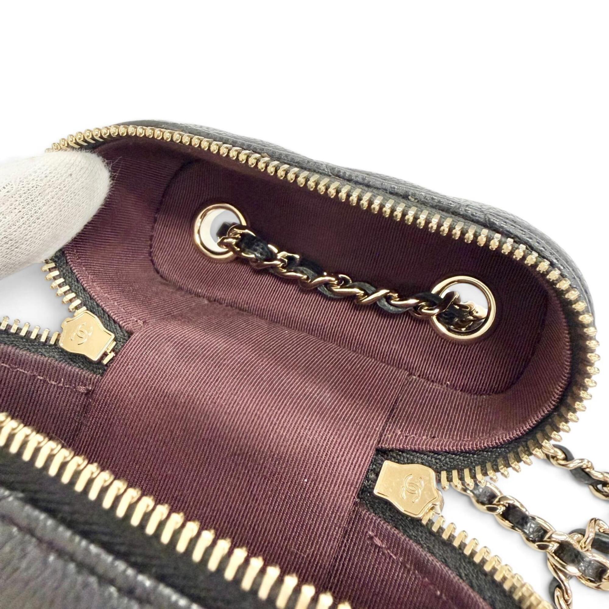 CHANEL Matelassé Caviar Skin Vanity Phone Bag Chain Shoulder Bag, Black with Gold Hardware, Made in Italy, Women's — Like New