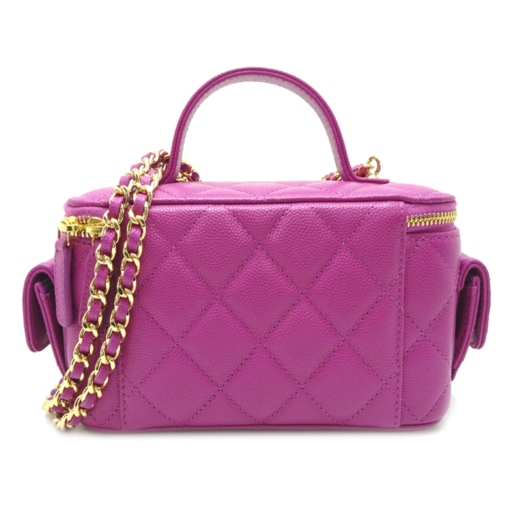 Chanel Vanity Case Women's Shoulder Bag AP3017 Caviar Leather Purple