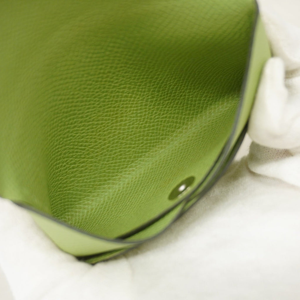 Hermes Hermès Calvi Duo Wallet/Coin Case, Epsom Leather, Vert Cricket, B Stamp, Women's