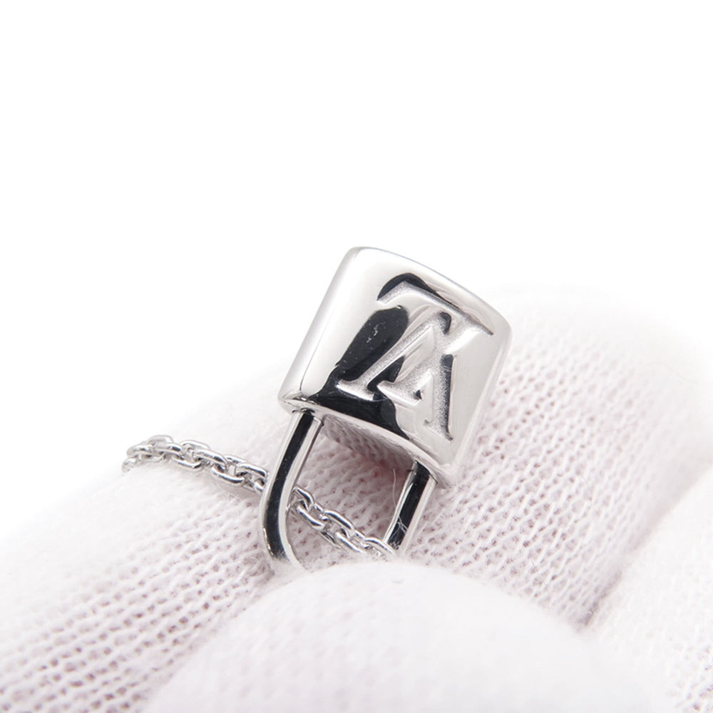 Louis Vuitton Pendant Lockit Necklace, 18K White Gold, Q93320. (LOUIS VUITTON pendant necklace) — Like New