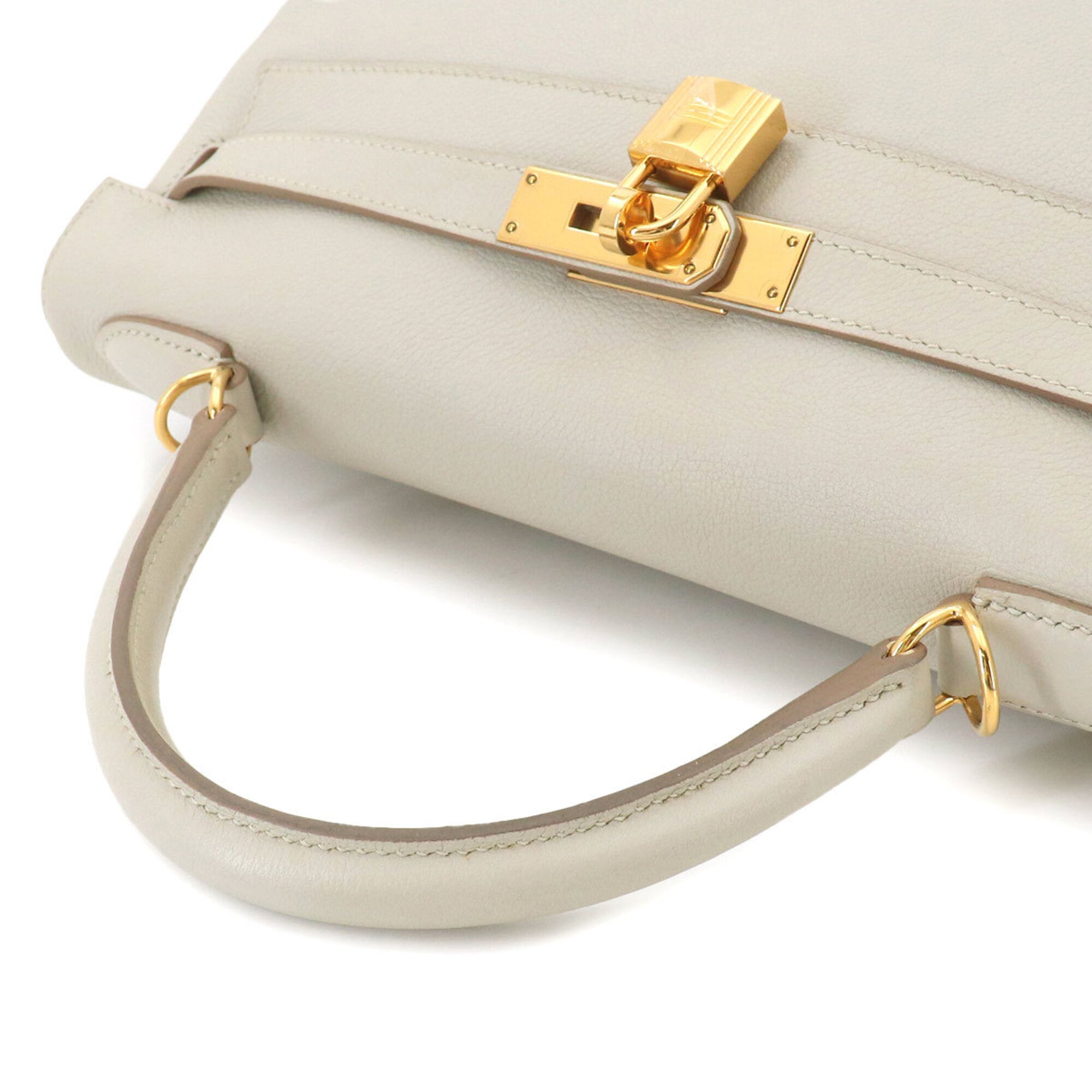 Hermes Kelly 32 Evercolor Beton 2-way Hand/Shoulder Handbag, Inside Stitching, A Stamp, Gold Hardware — Like New
