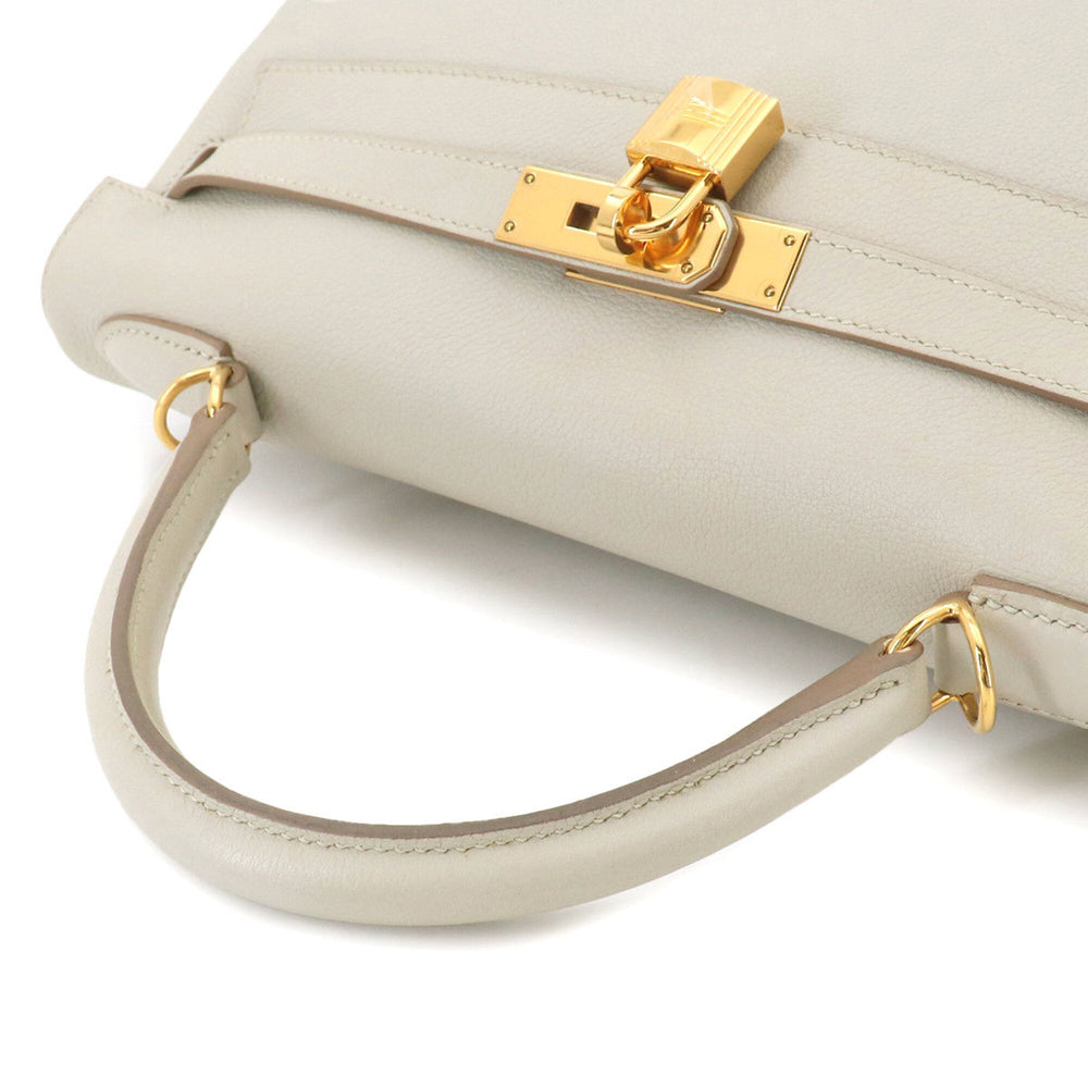 Hermes Kelly 32 Evercolor Beton 2-way Hand/Shoulder Handbag, Inside Stitching, A Stamp, Gold Hardware — Like New