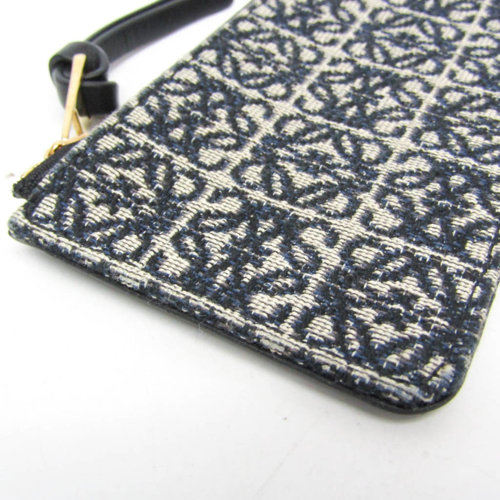 Loewe Anagram Coin Card Holder C604Z40X02 Women's Leather,Cotton Canvas Coin Purse/coin Case Black,Light Beige