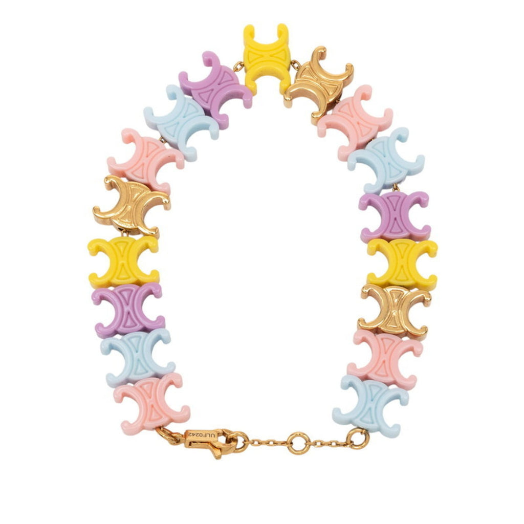 Celine Triomphe Baby Bracelet in Multicolored Gold and Plastic with Plated Design for Women