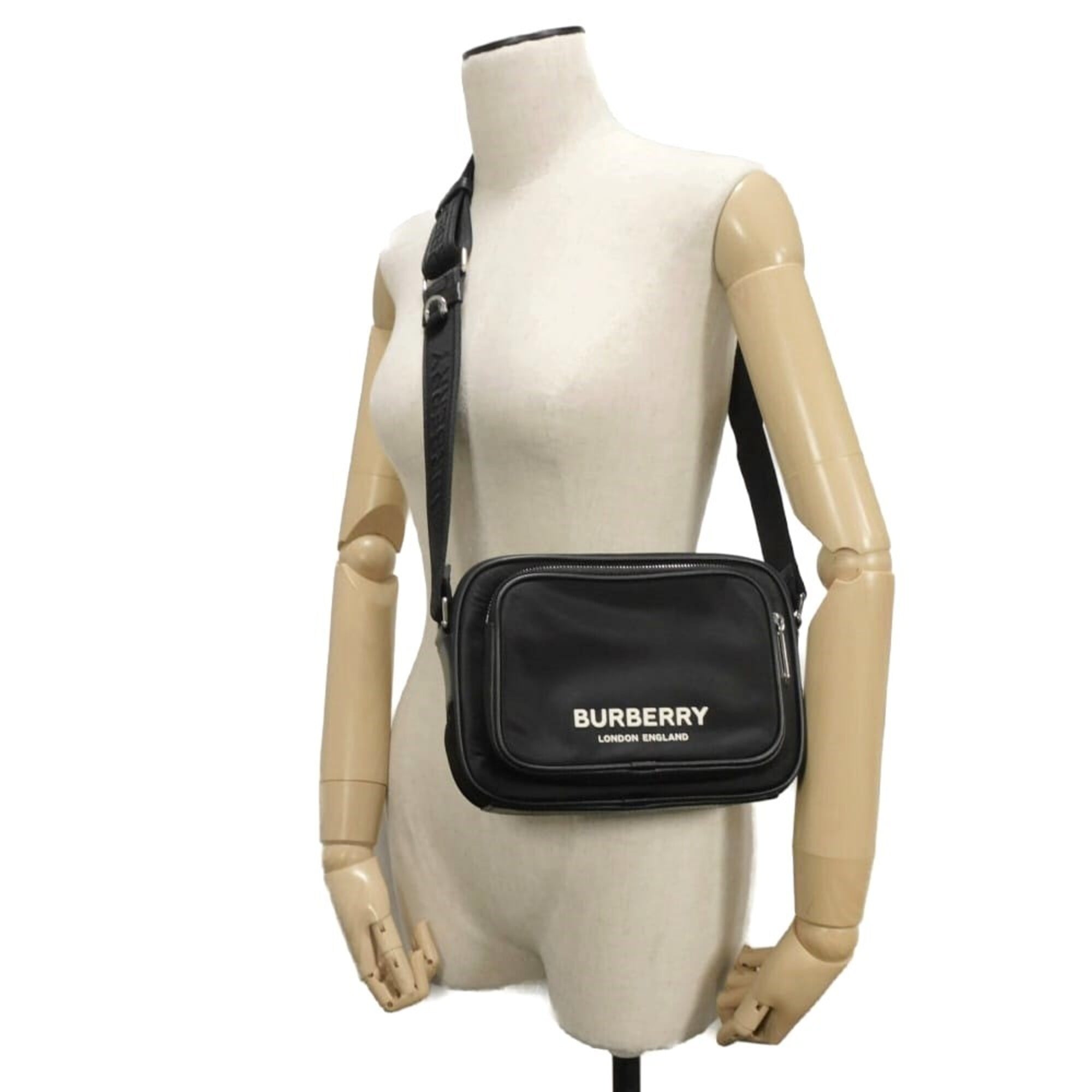 Burberry Paddy Logo Crossbody Shoulder Bag, Cotton Calfskin, Rubber Embossed Nylon, Black, 8049094, Men's — New - Store Return