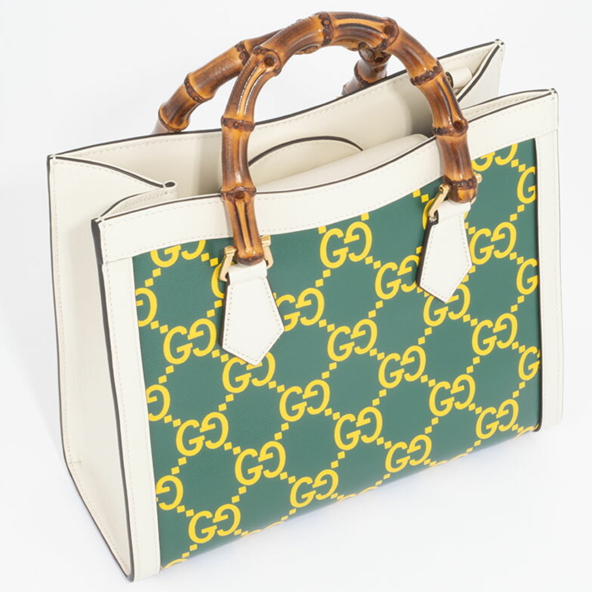 Gucci Diana Small Handbag 660195 Leather Green|Yellow Women's Bamboo Tote GUCCI — Like New