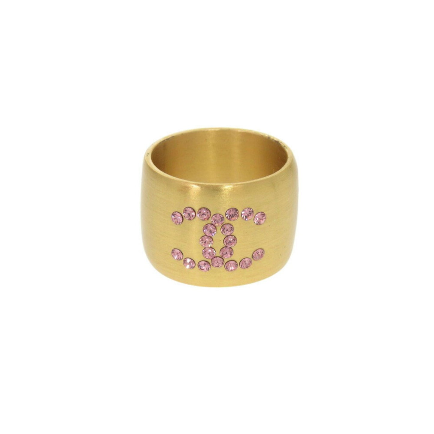 Chanel Coco Mark Heart Metal Size 14 Gold Pink Ring 1179CHANEL