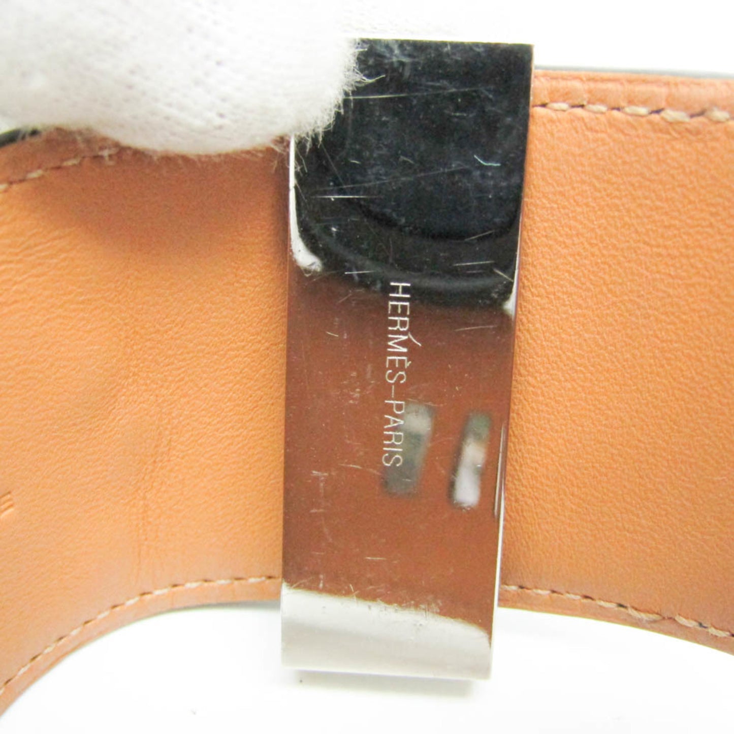 Hermes Collier De Chien Leather,Metal Bangle Silver,Bleu Saphir