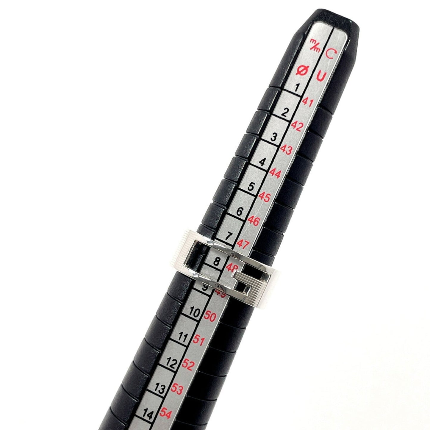 GUCCI Branded Cutout G Ring, 925 Sterling Silver, Size 8.5, Women's