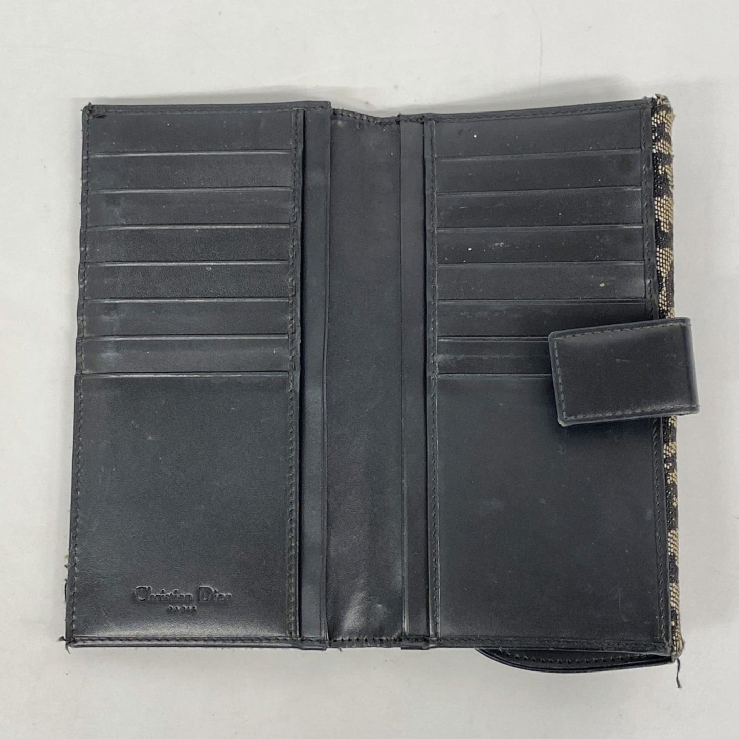 Christian Dior Trotter Saddle Canvas Long Wallet, Black, Women's
