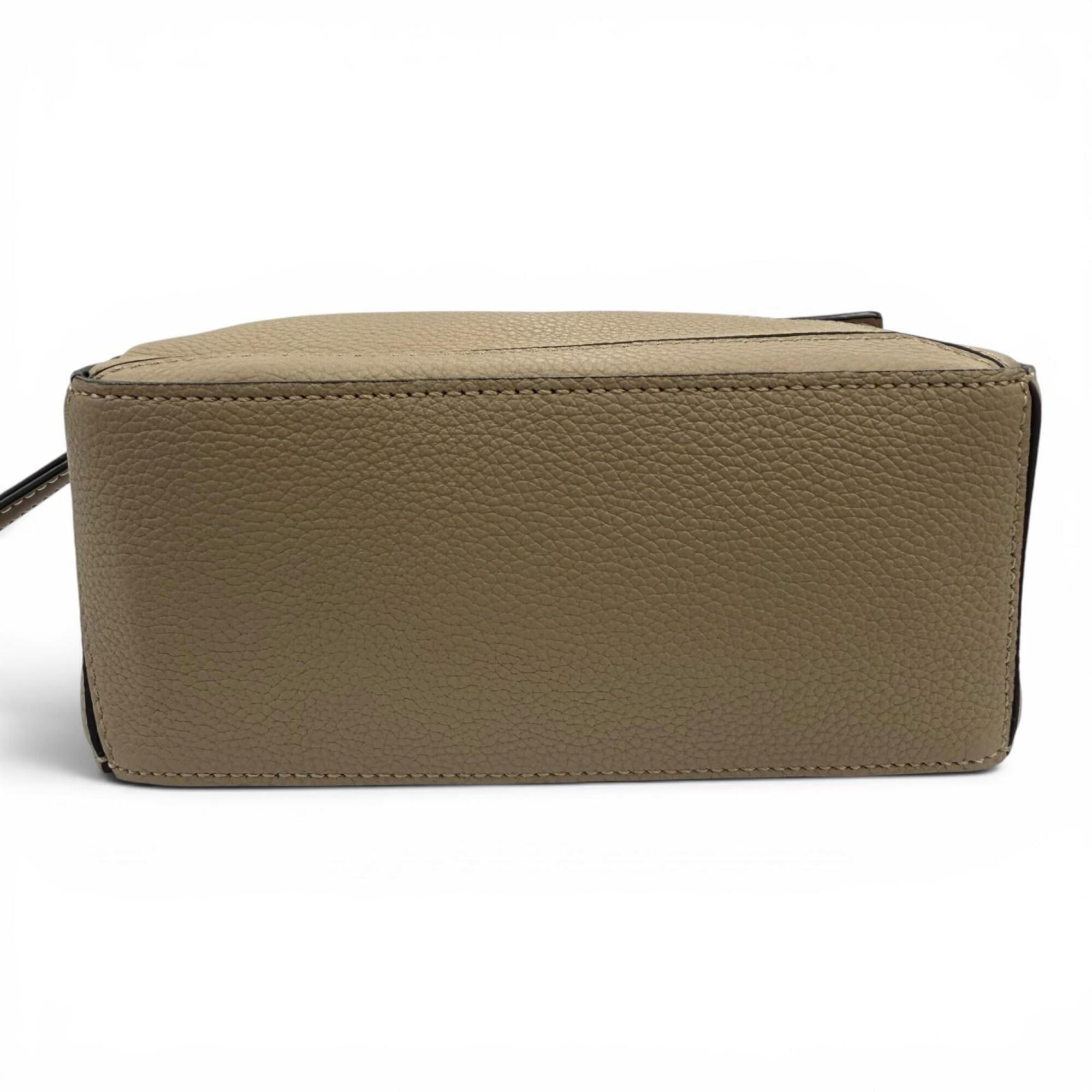 LOEWE A510U95X27 Puzzle Mini 2-Way Calf Leather Handbag/Shoulder Bag, Beige, Made in Spain, Women's, with Dust Bag — Like New