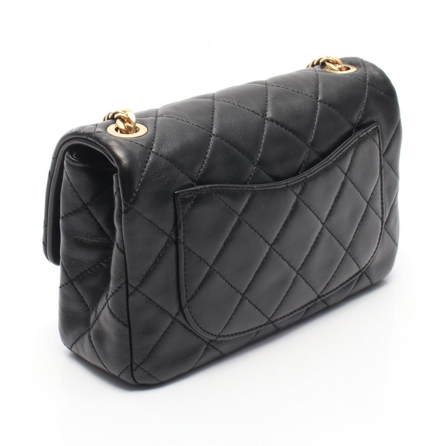 CHANEL Matelasse Shoulder Bag, Lambskin Leather, Women's, Black, AS3479