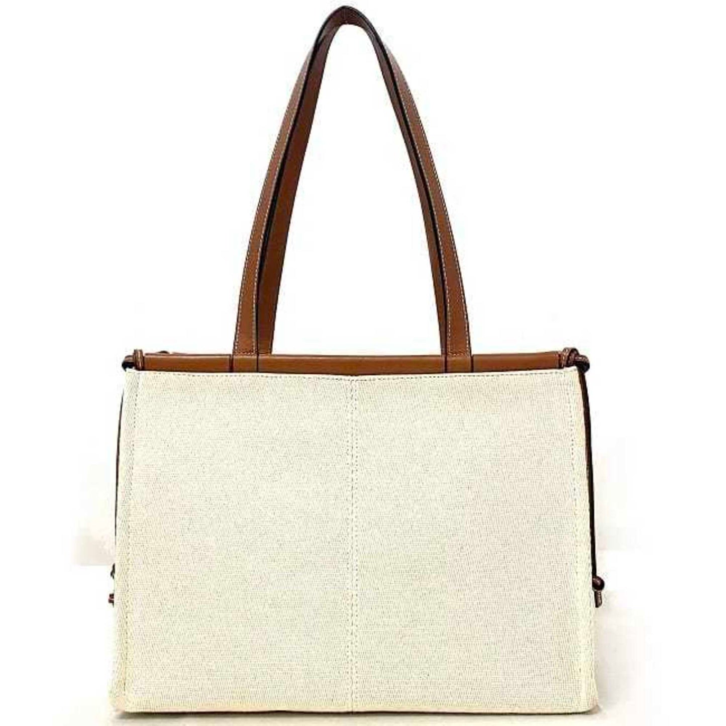 LOEWE Cushion Tote Small Natural Beige Brown Anagram 330.02AB90 Canvas Leather Ladies