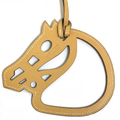 HERMES Petite H Paddock Cheval Strap Charm Swift Leather Men's Women's Ocher Beige — New - Store Return