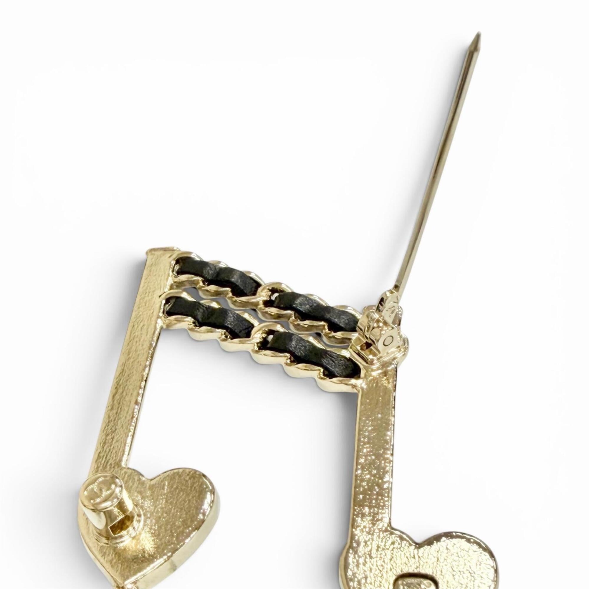 CHANEL L24A ABE085 Coco Mark Heart Musical Note Brooch, Gold Multicolor, Made in France, Women's, Comes with Box, Cute and Stylish, Highly Recommended! — Like New