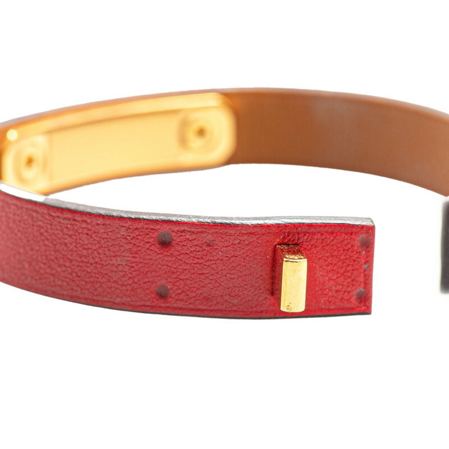 Hermes Asdukur T2 Bracelet Red Swift Plated Women's HERMES