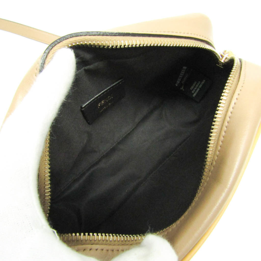 Fendi Pochette Cam 8BS019 Women's Leather Shoulder Bag Beige,Yellow