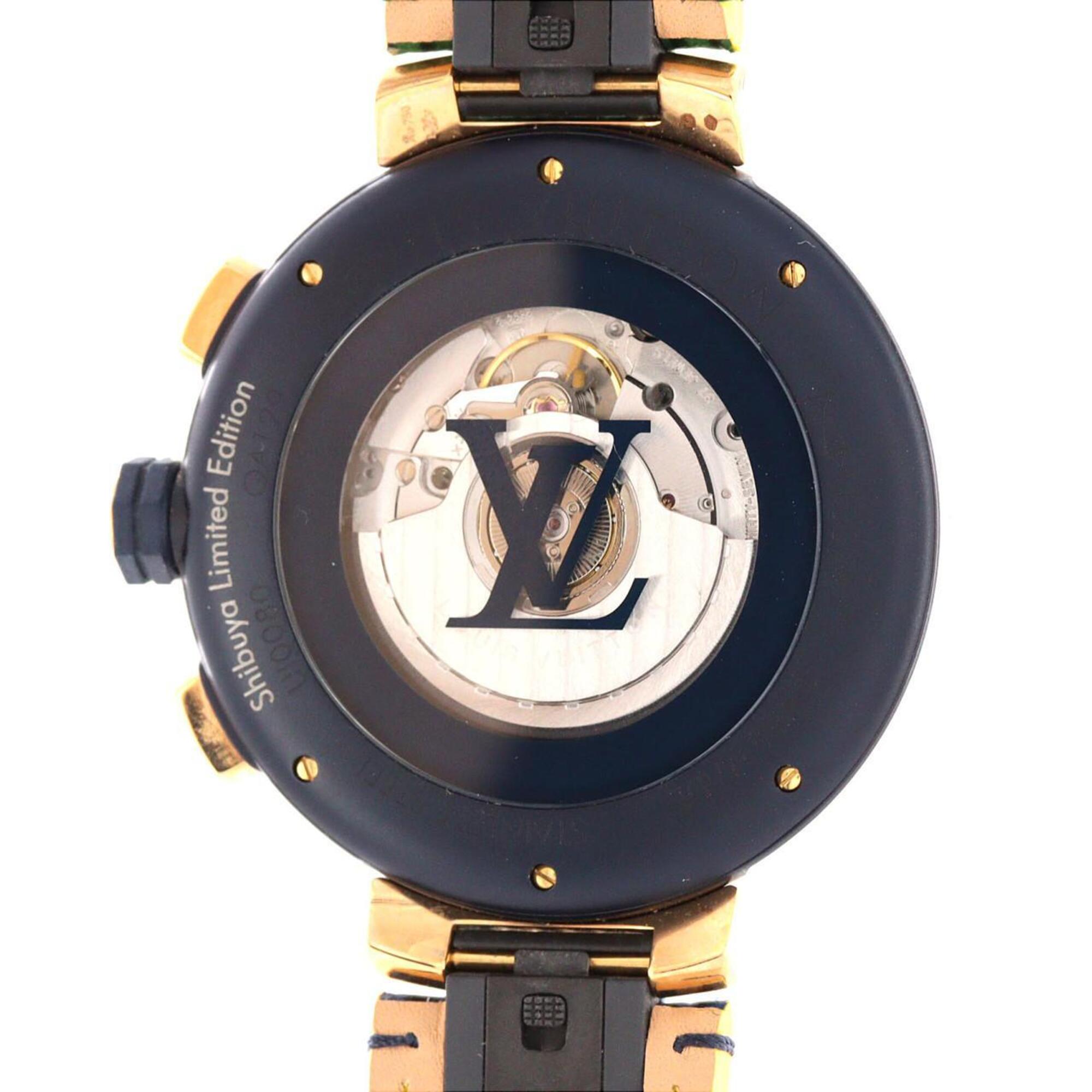 Louis Vuitton Tambour Chrono Damier Cobalt V Rainbow PVDxPG LIMITED QA129 SSxPG Automatic Watch — Good