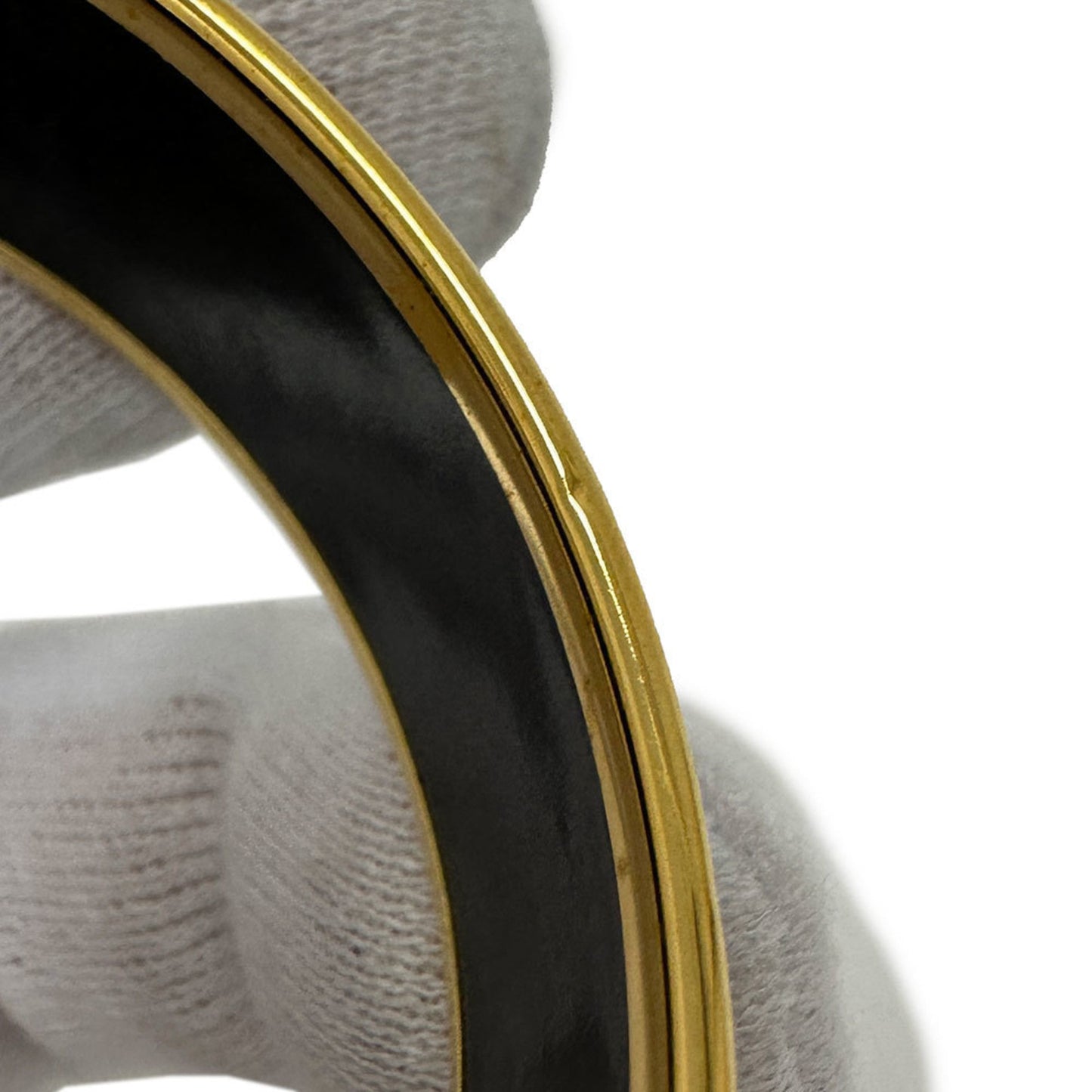 Hermes Hermès GM Enameled Bangle, Women's, GP Black Gold Cloisonne, Horse Bracelet