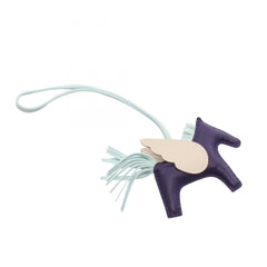 Hermes Rodeo Pegasus PM Purple Craie Vert Peppermint Charm Accessory Agneau Milo Veau Swift Leather Women's Blue Ivory — New - Store Return