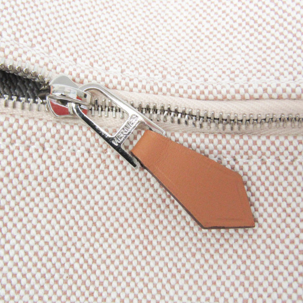Hermes Brid A Black PM Women,Men Cotton,Toile H Handbag,Pouch Light Beige,Orange — Like New