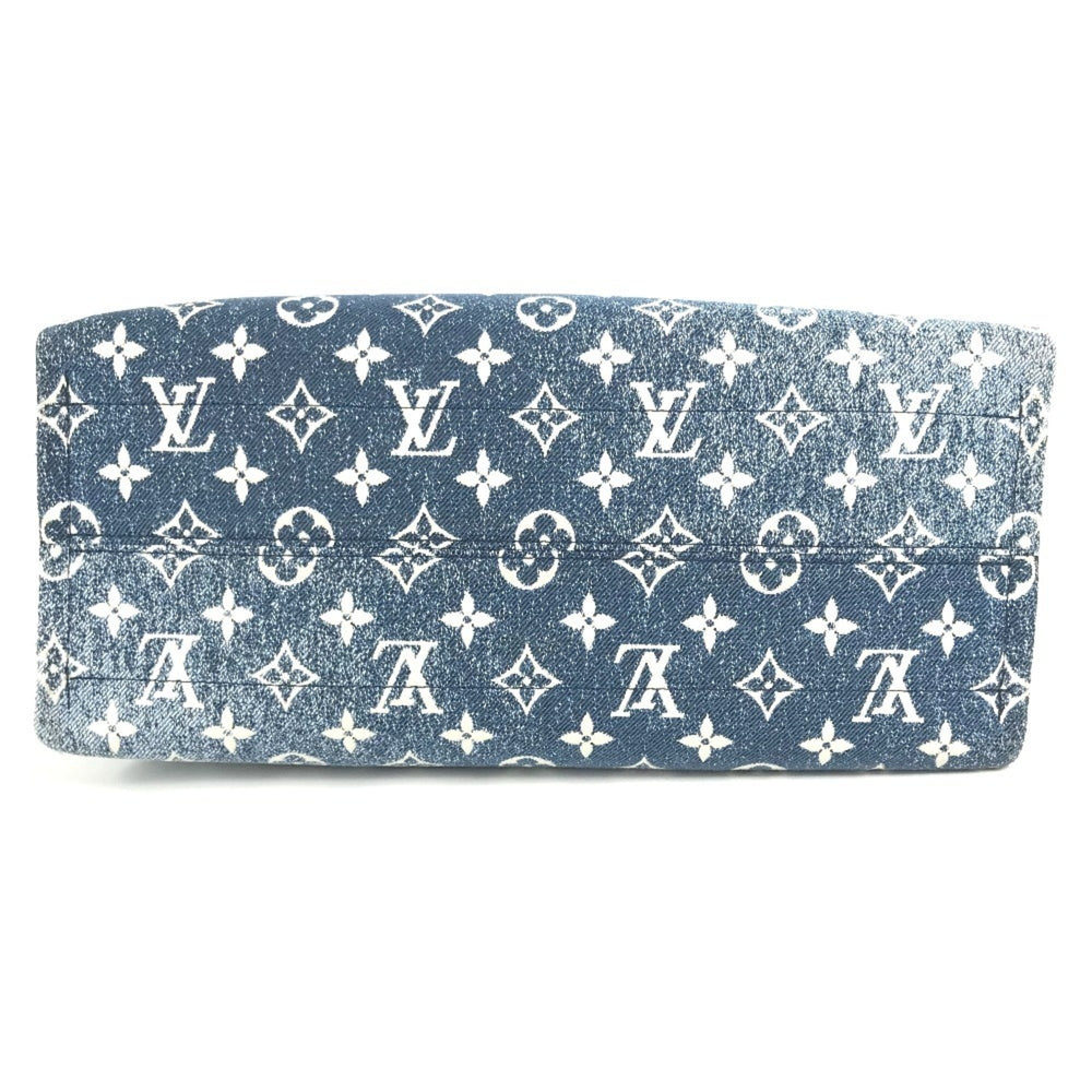 LOUIS VUITTON M59608 Monogram Denim Jacquard On the Go MM Bag Tote Shoulder Canvas Leather Women's Marine Blue D-240804-17 — Like New