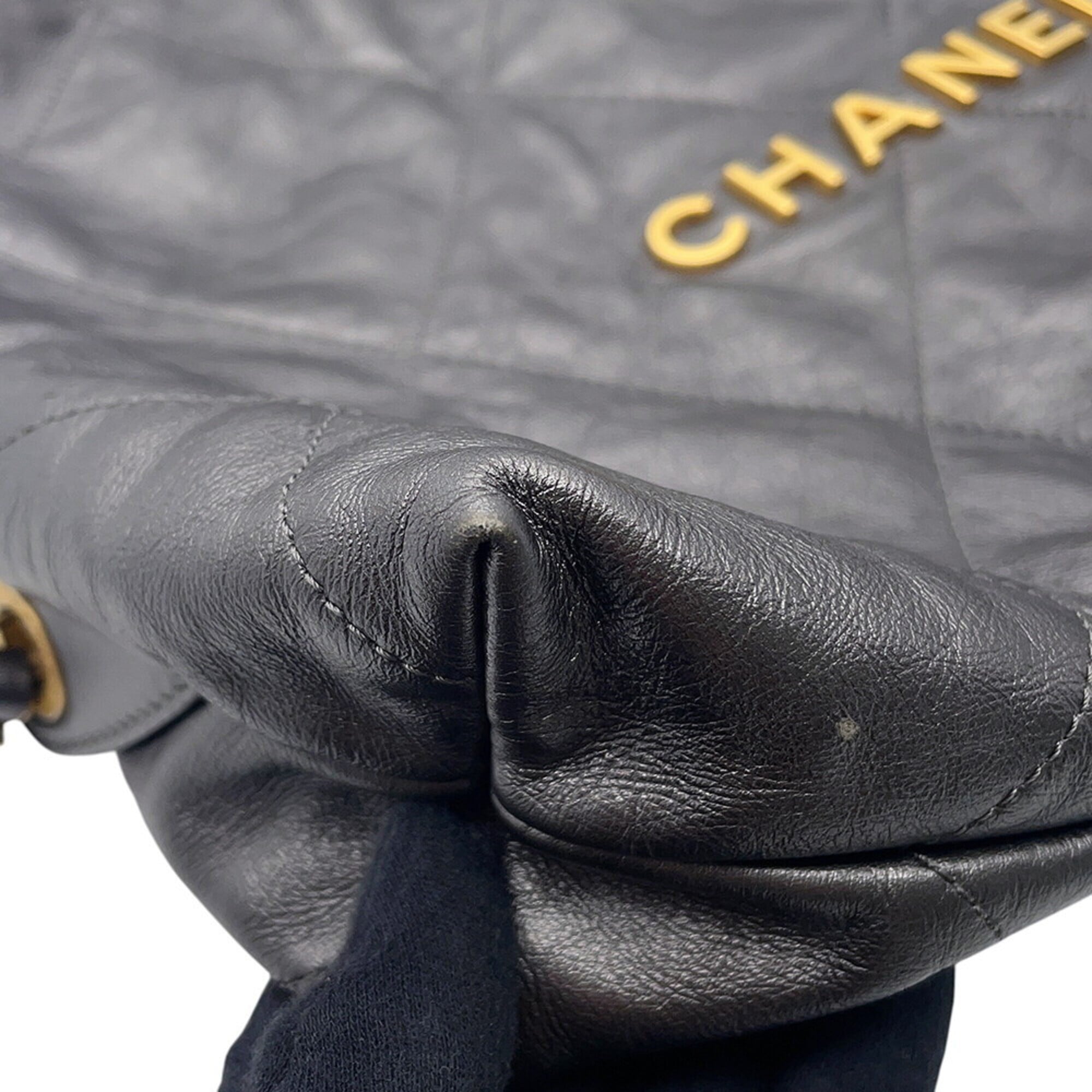 Chanel Backpack, 22 Large, Shiny Calf Leather AS3313, CHANEL Handbag, Women's — Like New